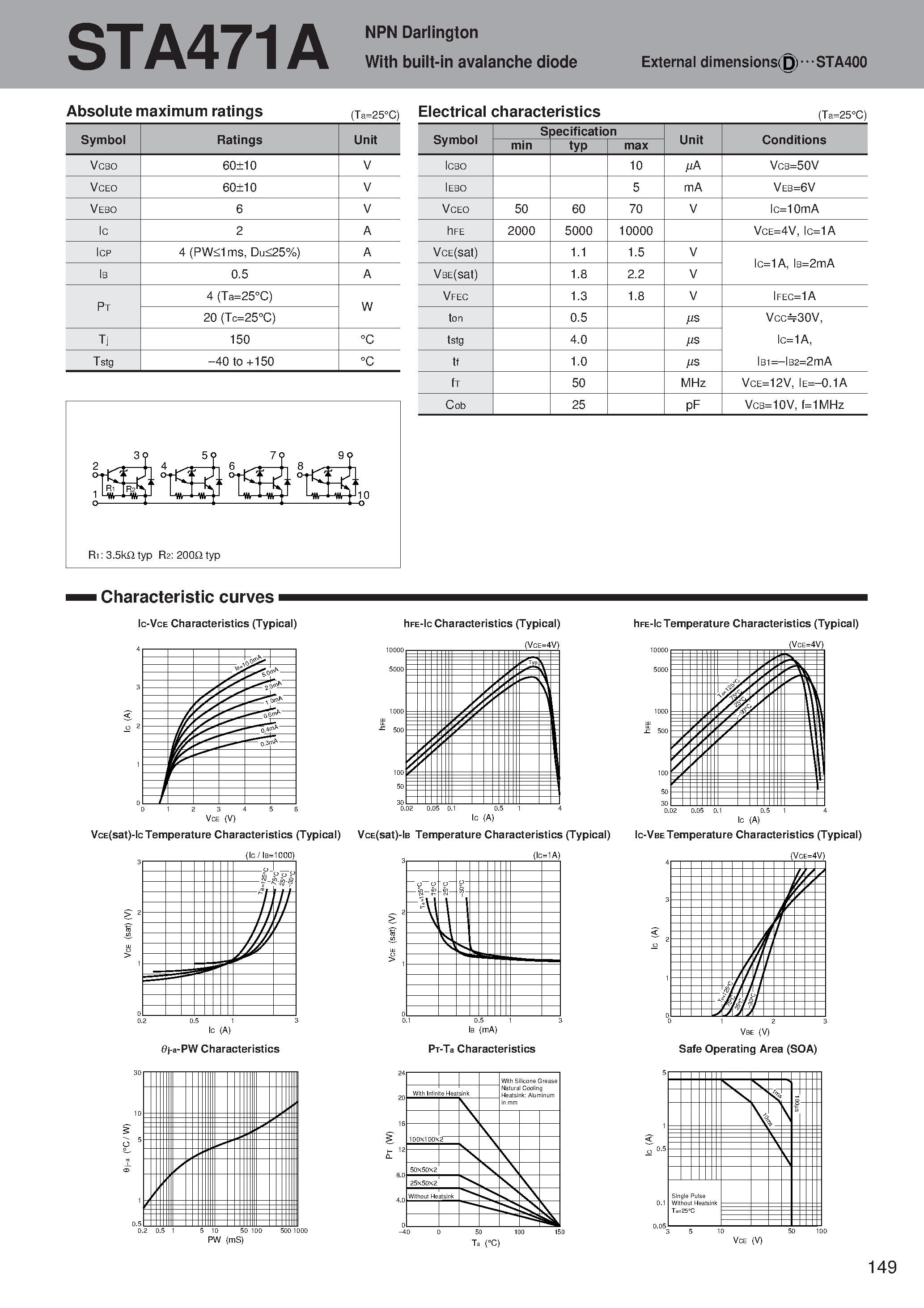 Datasheet STA471A page 1 Datasheet STA471A - NPN Darlington With built-in avalanche diode page 1