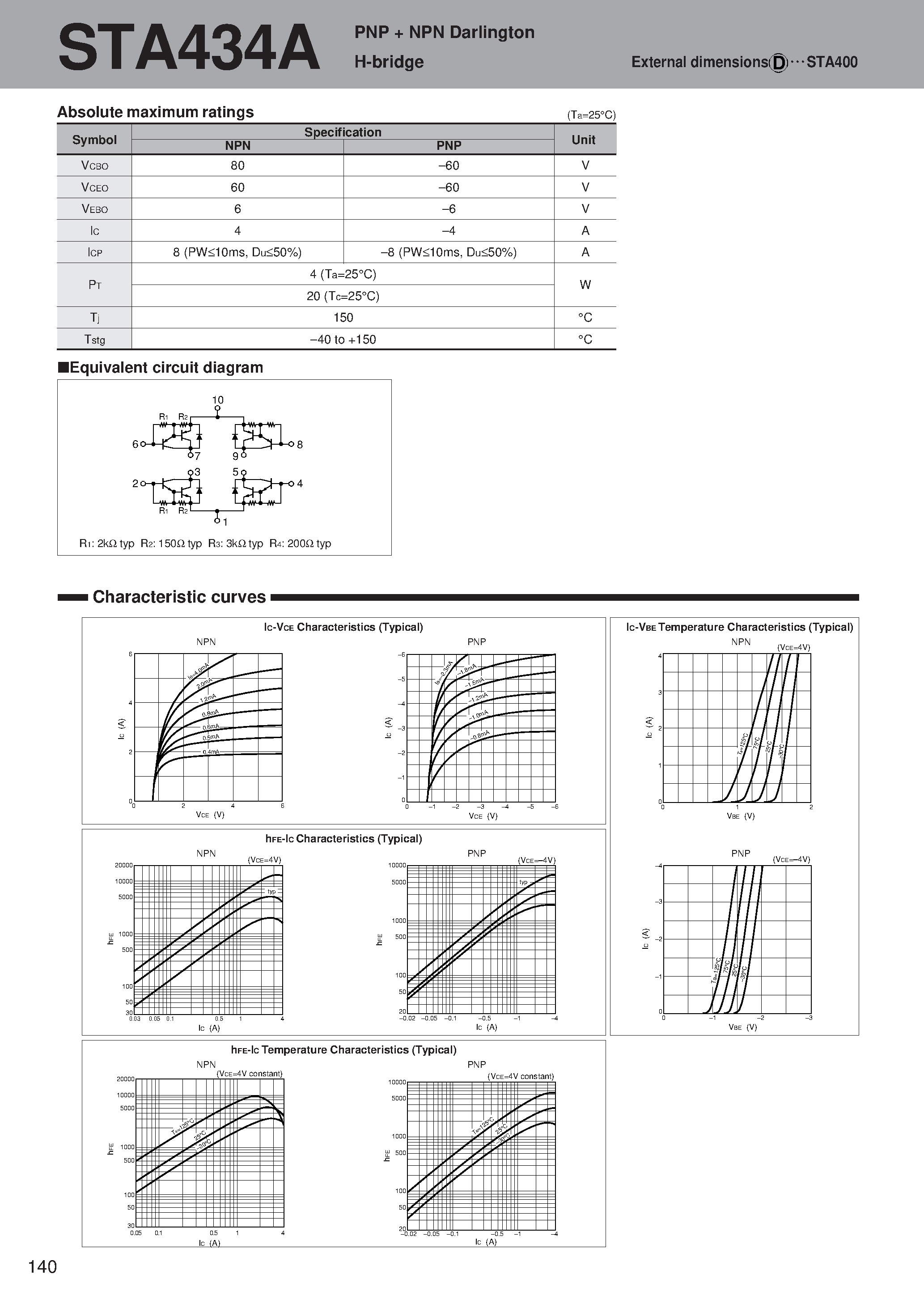 Datasheet STA434A page 1 Datasheet STA434A - PNP+NPN H-bridge page 1