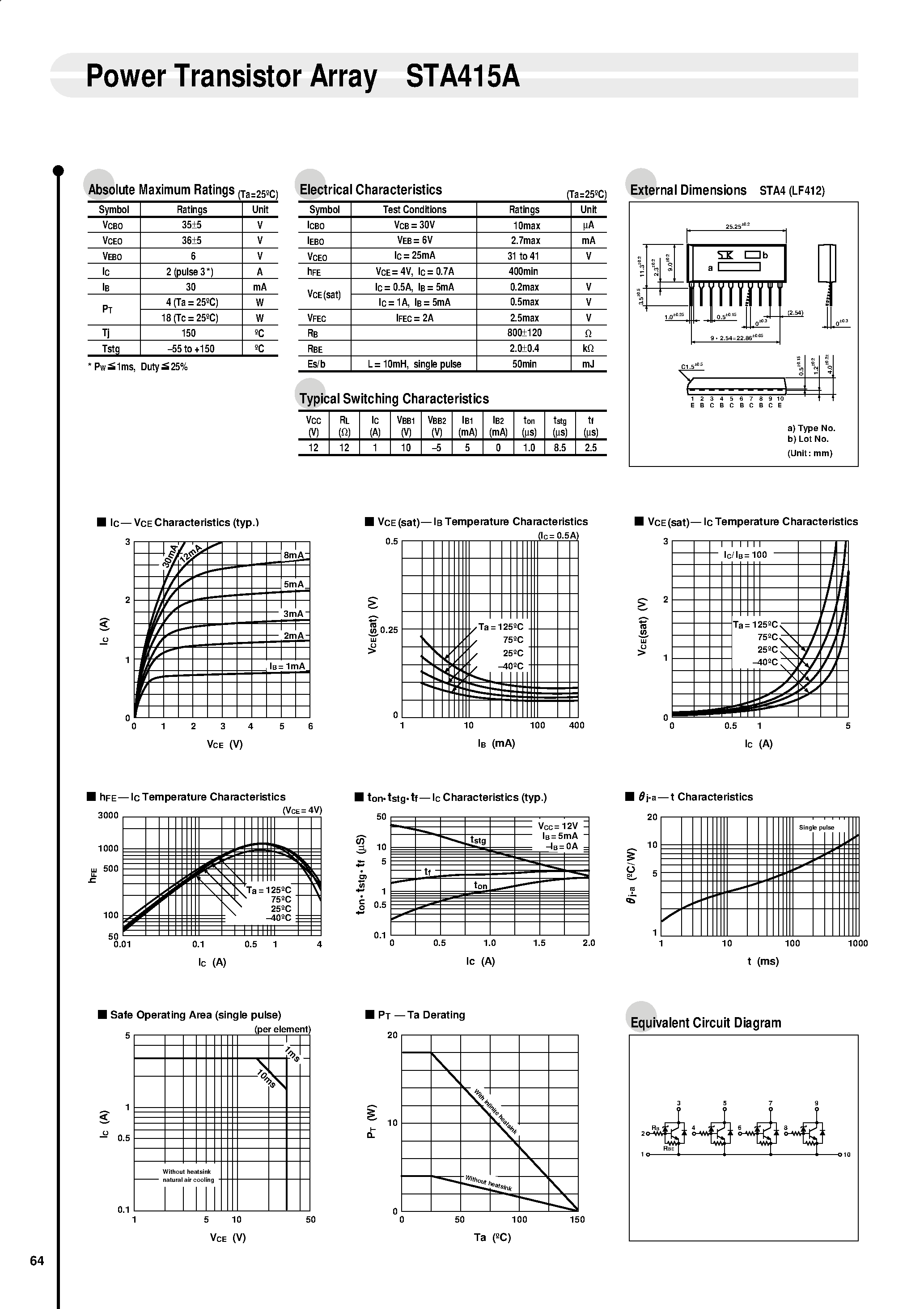 Datasheet STA415A page 1 Datasheet STA415A - Power Transistor Array page 1