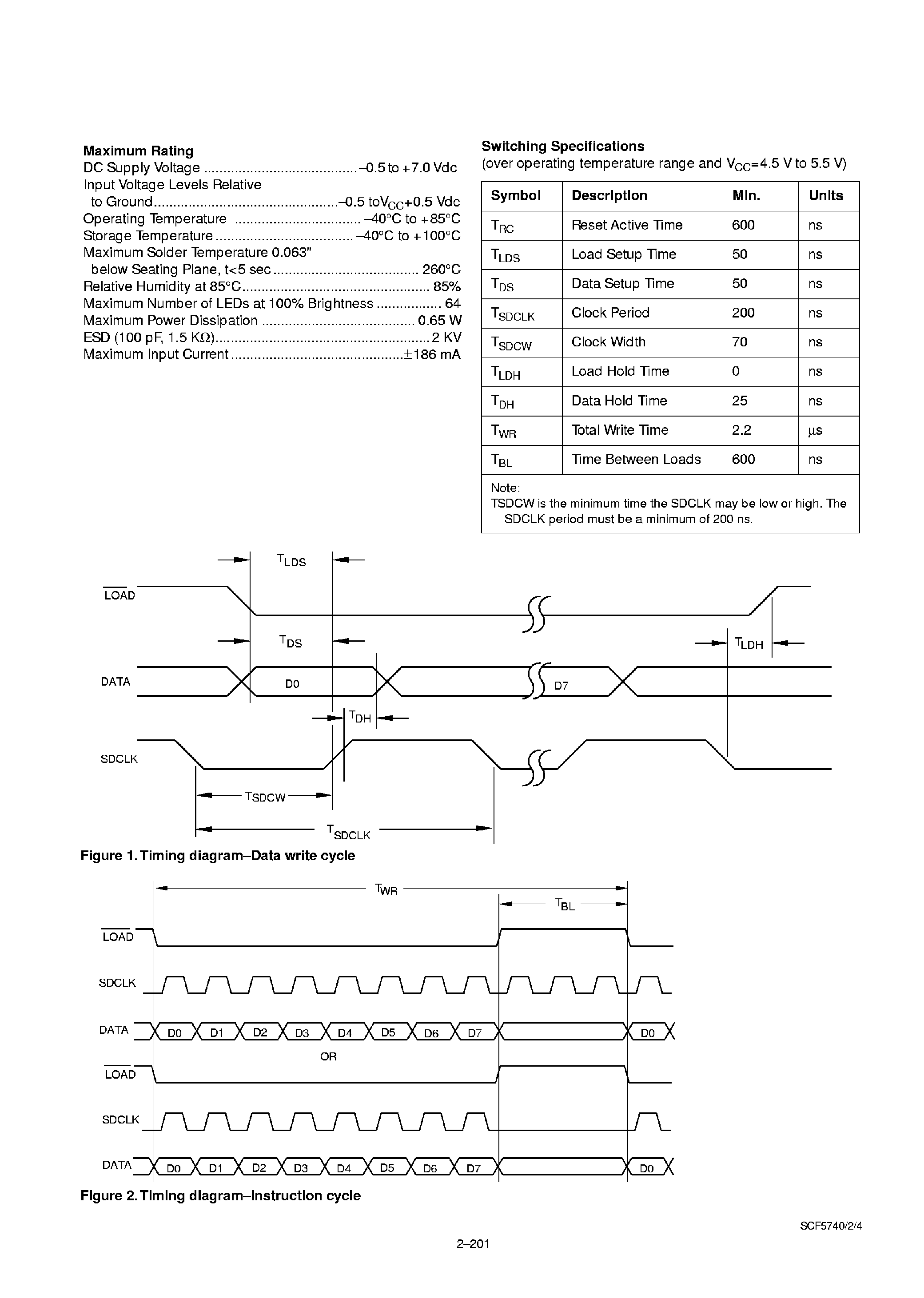 Datasheet SCF5742 - Dot Matrix Serial Input Dot Addressable Intelligent Display page 2