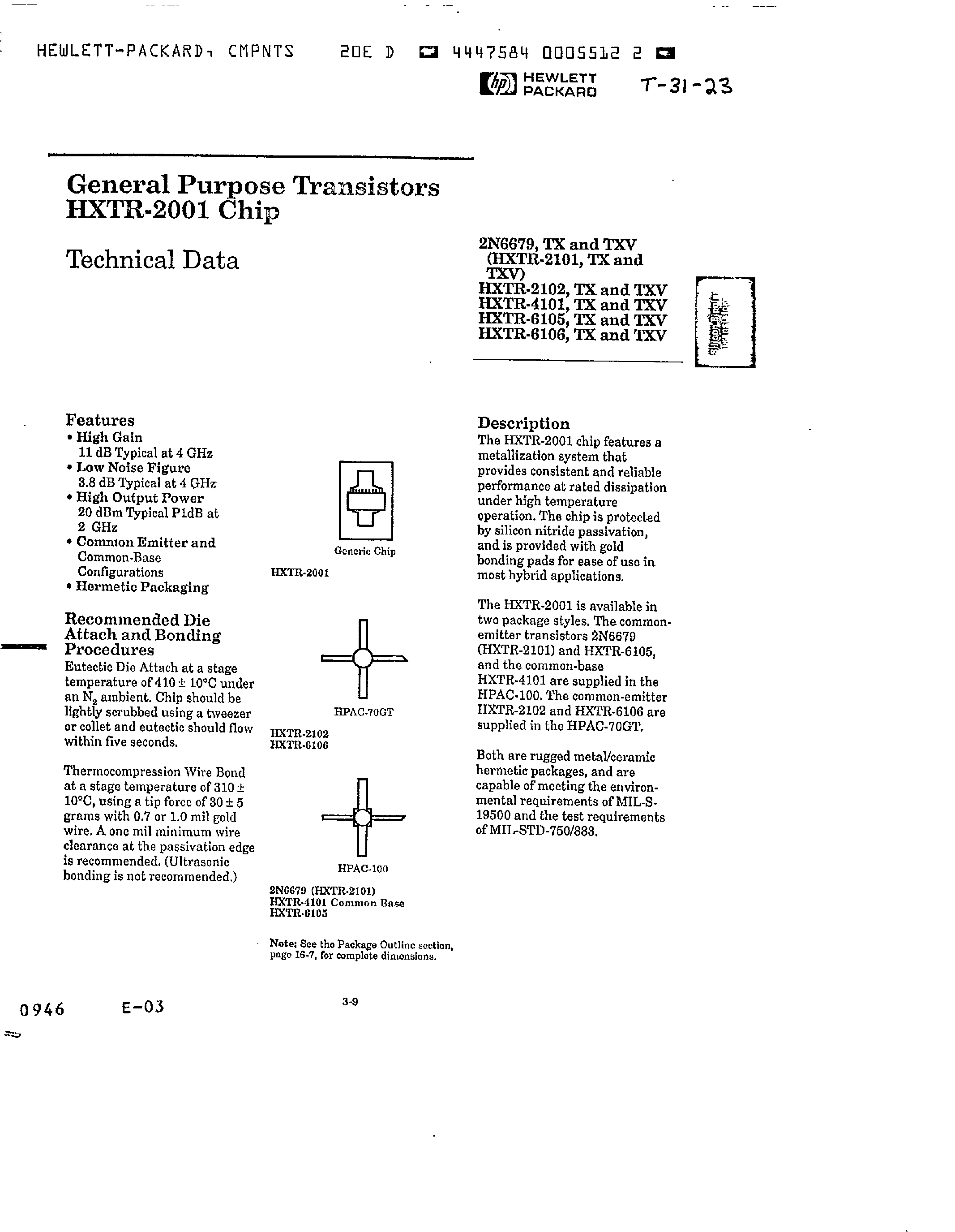Даташит на микросхему HXTR-2101 страница 1 Даташит HXTR-2101 - General Purpose Transistors страница 1