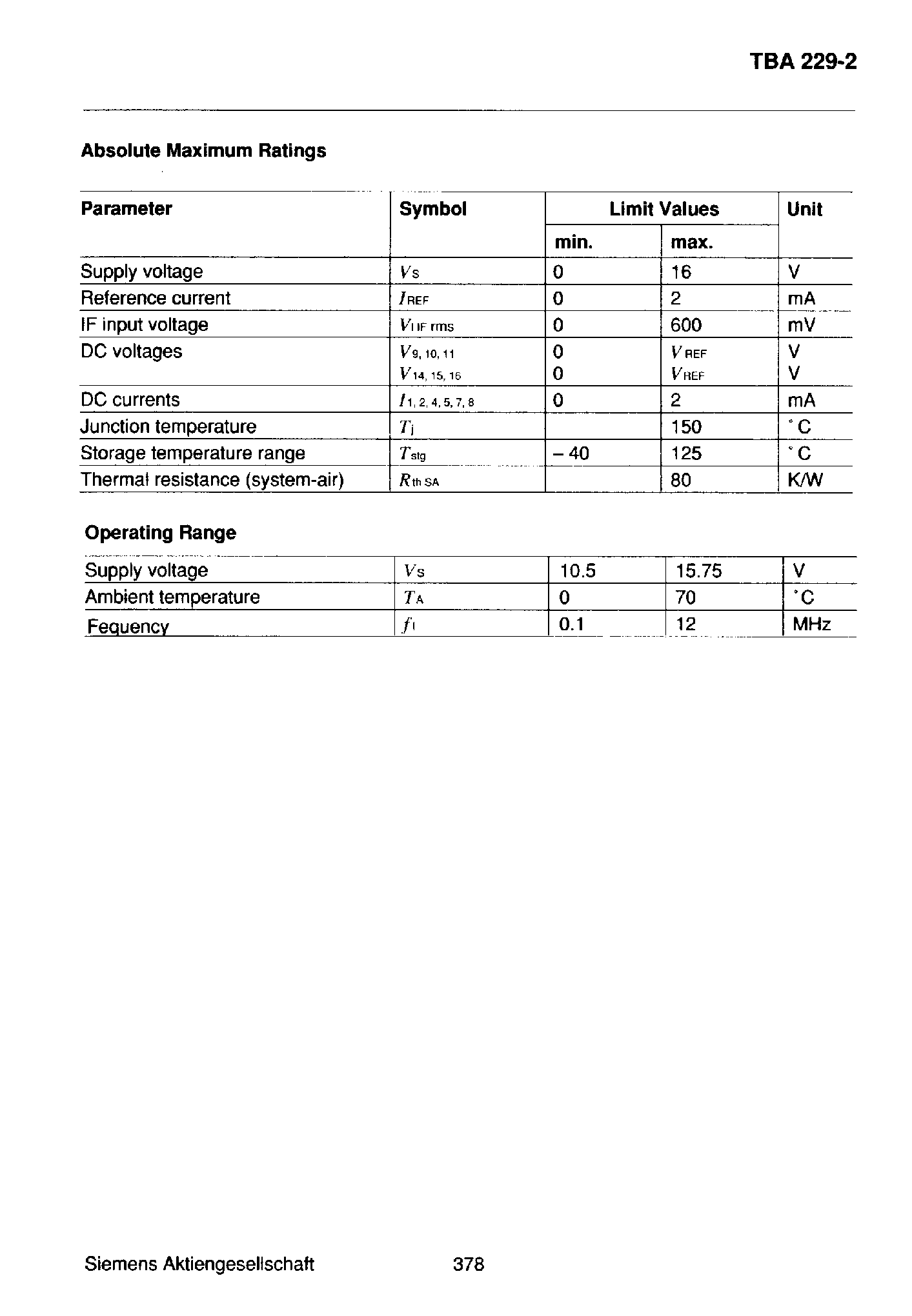 Datasheet TBA229-2 - Dual Sound FM IF Amplifier page 2