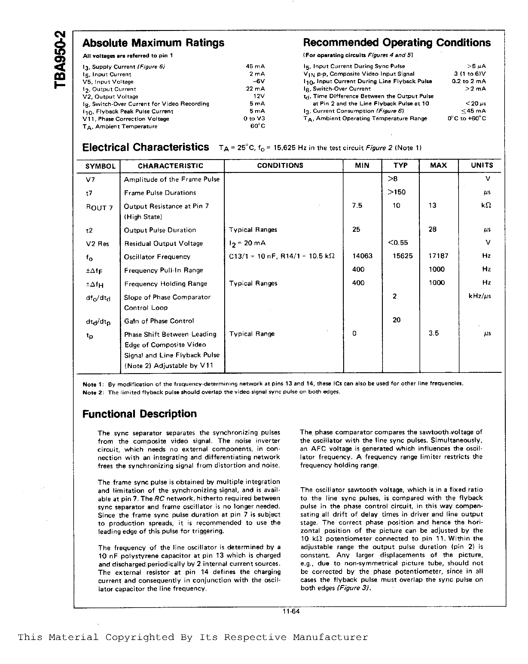 Datasheet TBA950-2 - Television signal Processing Circuit page 2