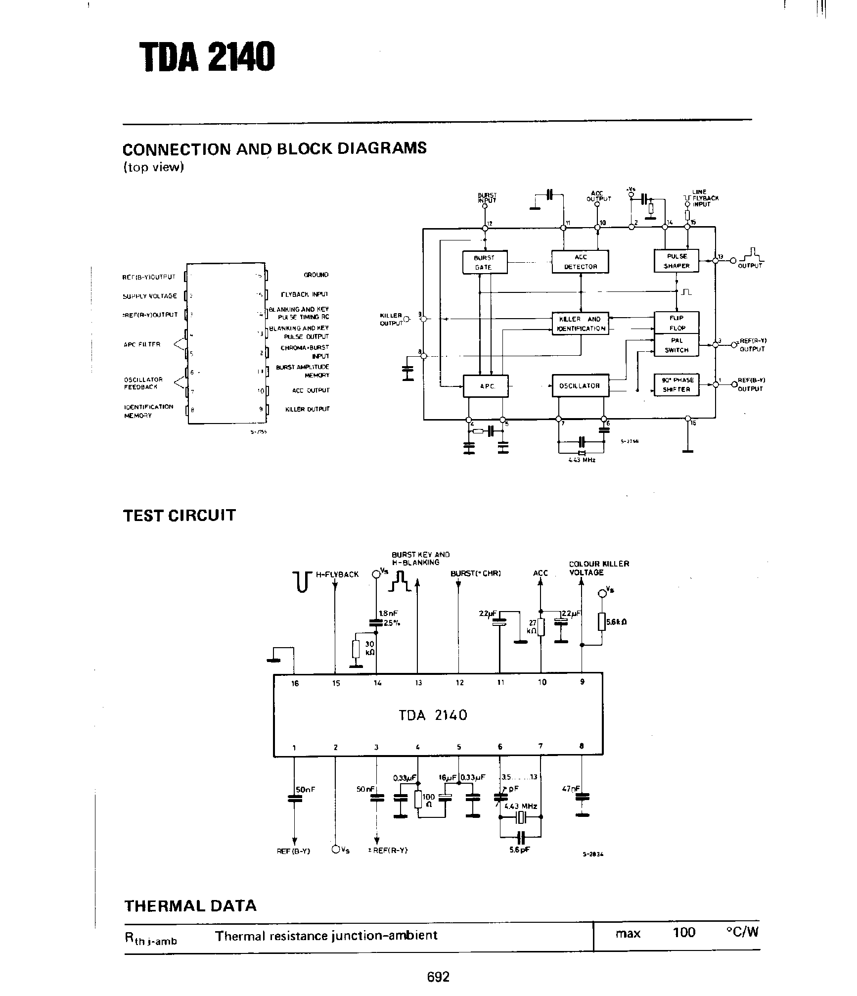 Datasheet TDA2140 - Pal Subcarrier Reference Oscillator for Color TV page 2