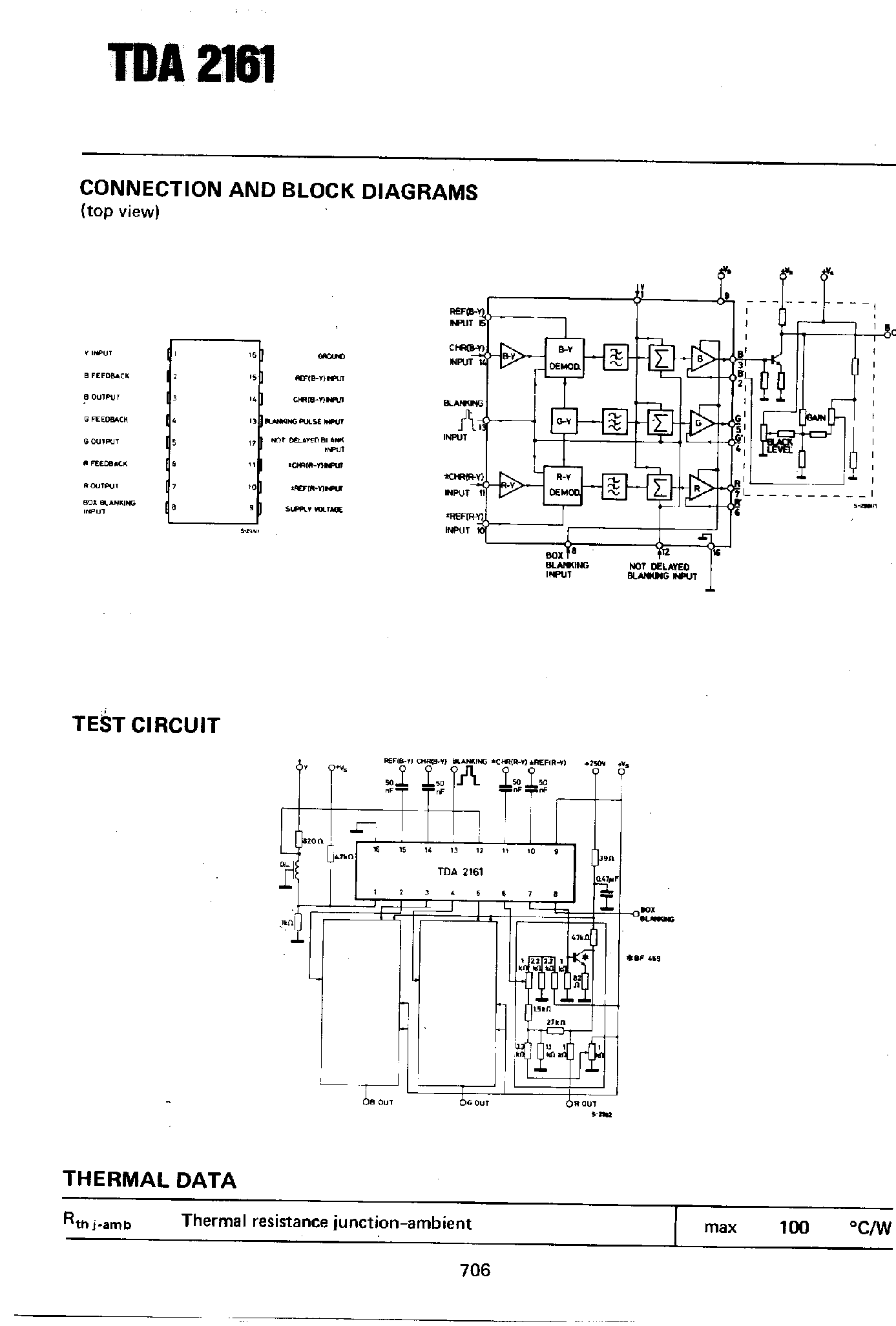 Datasheet TDA2161 - Synchronous Demodulator and RGB Matrix for Color TV with On Screen Display Facility page 2