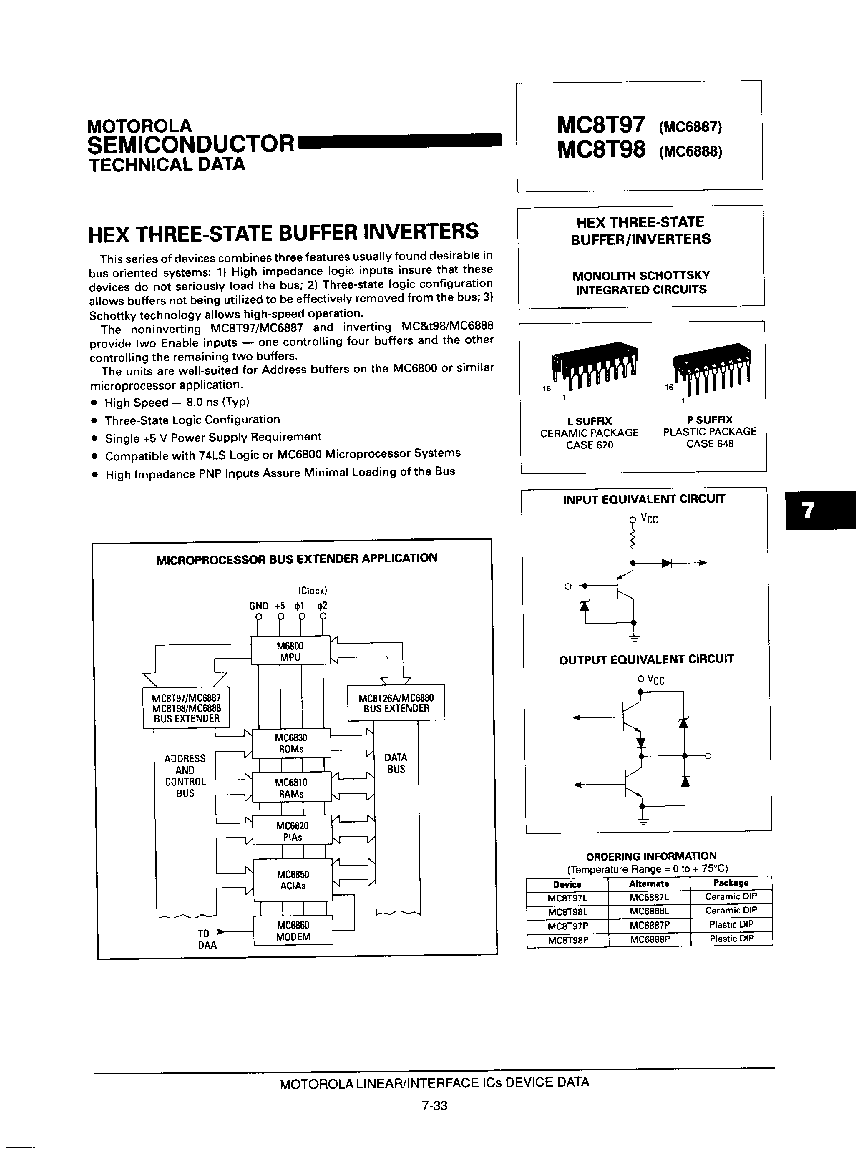 Datasheet MC8T97 - HEX Three-State Buffer Inverters page 1