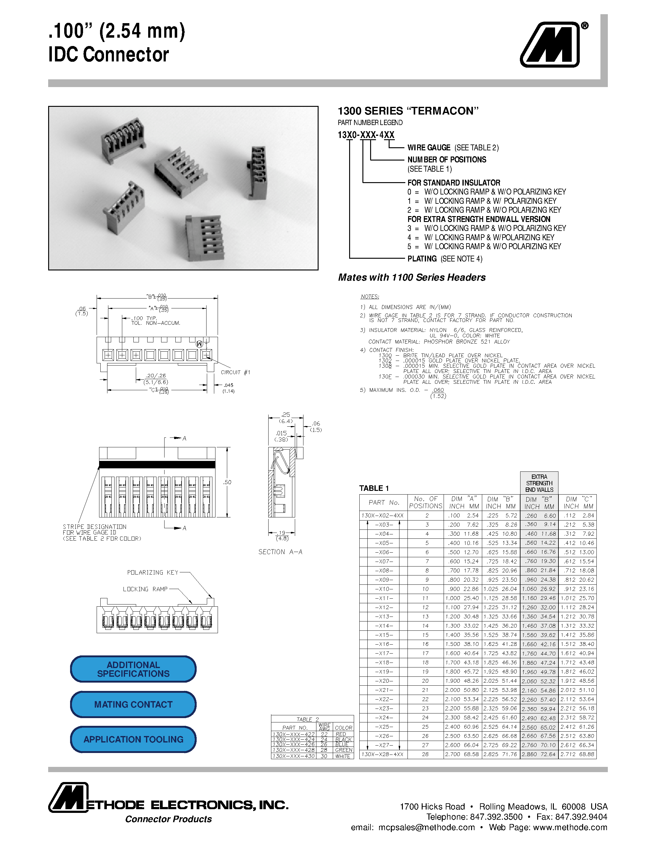 Даташит 1300-102-4xx - 2.54mm IDC Connector страница 1