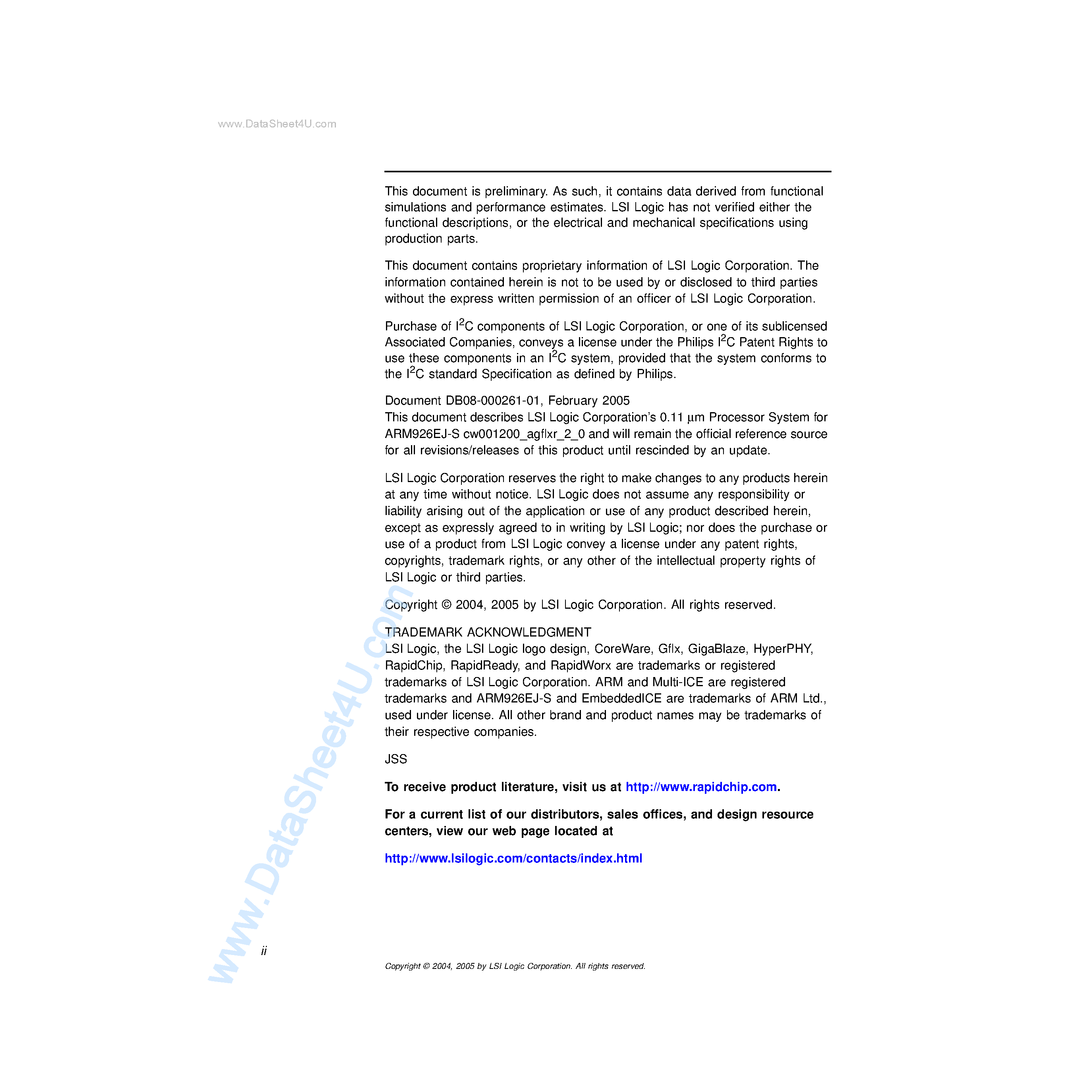 Datasheet ARM926EJ-S - 0.11 um Processor page 2