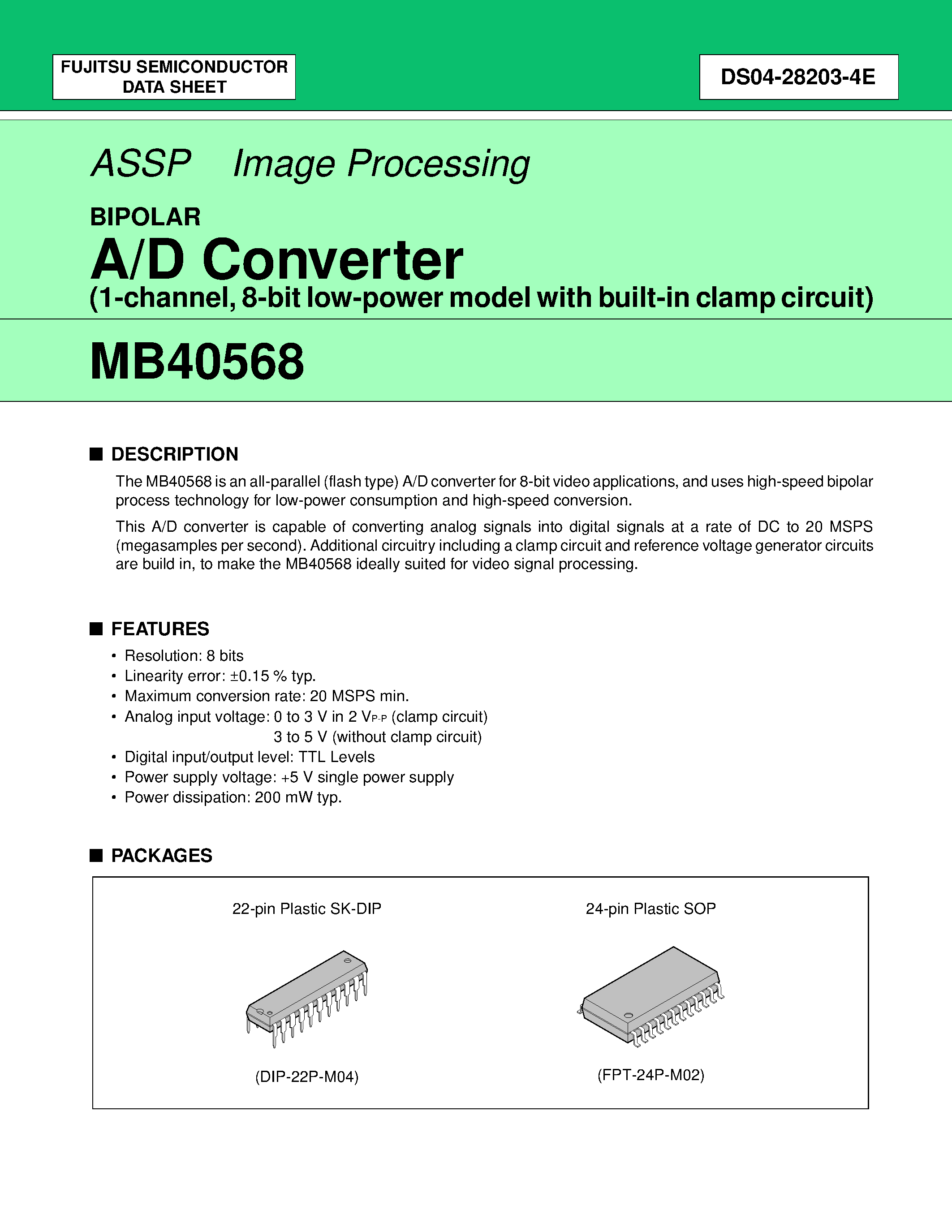 Даташит MB40568 - A/D Converter страница 1