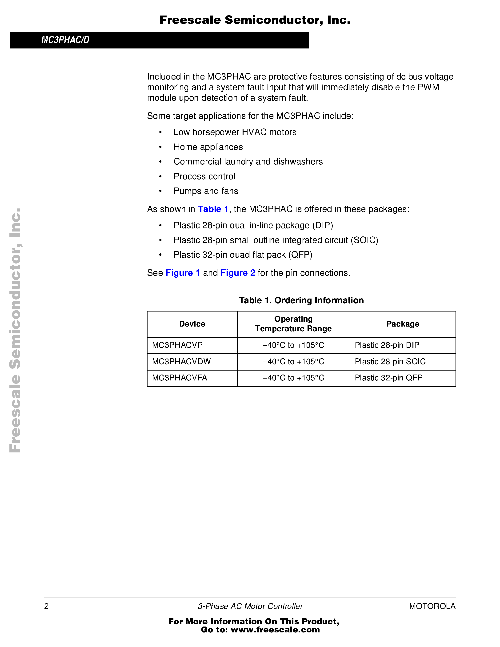 Datasheet MC3PHAC page 2 Datasheet MC3PHAC - 3-Phase AC Motor Controller page 2