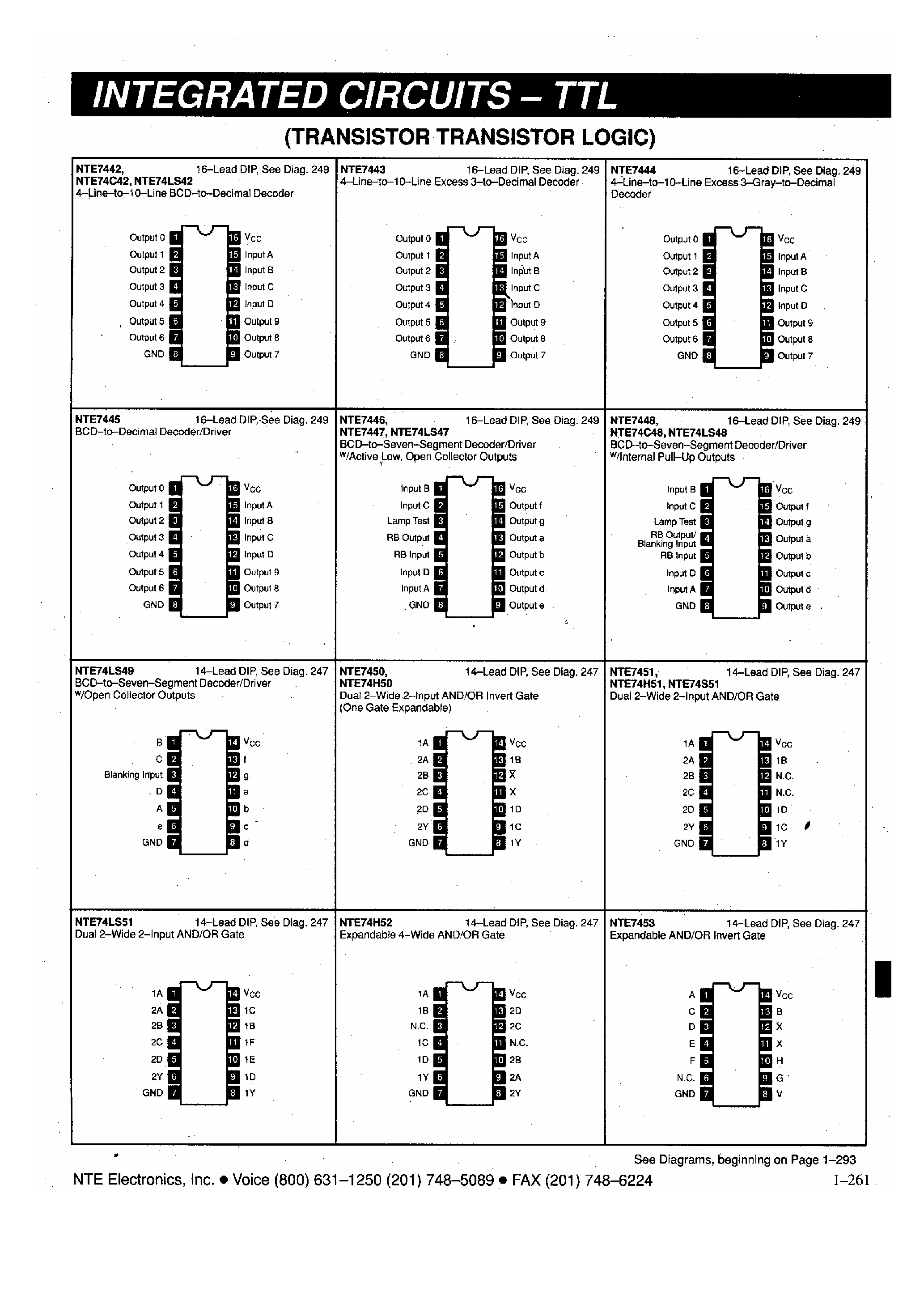 Datasheet NTE74LS47 - Transistor Transistor Logic page 1