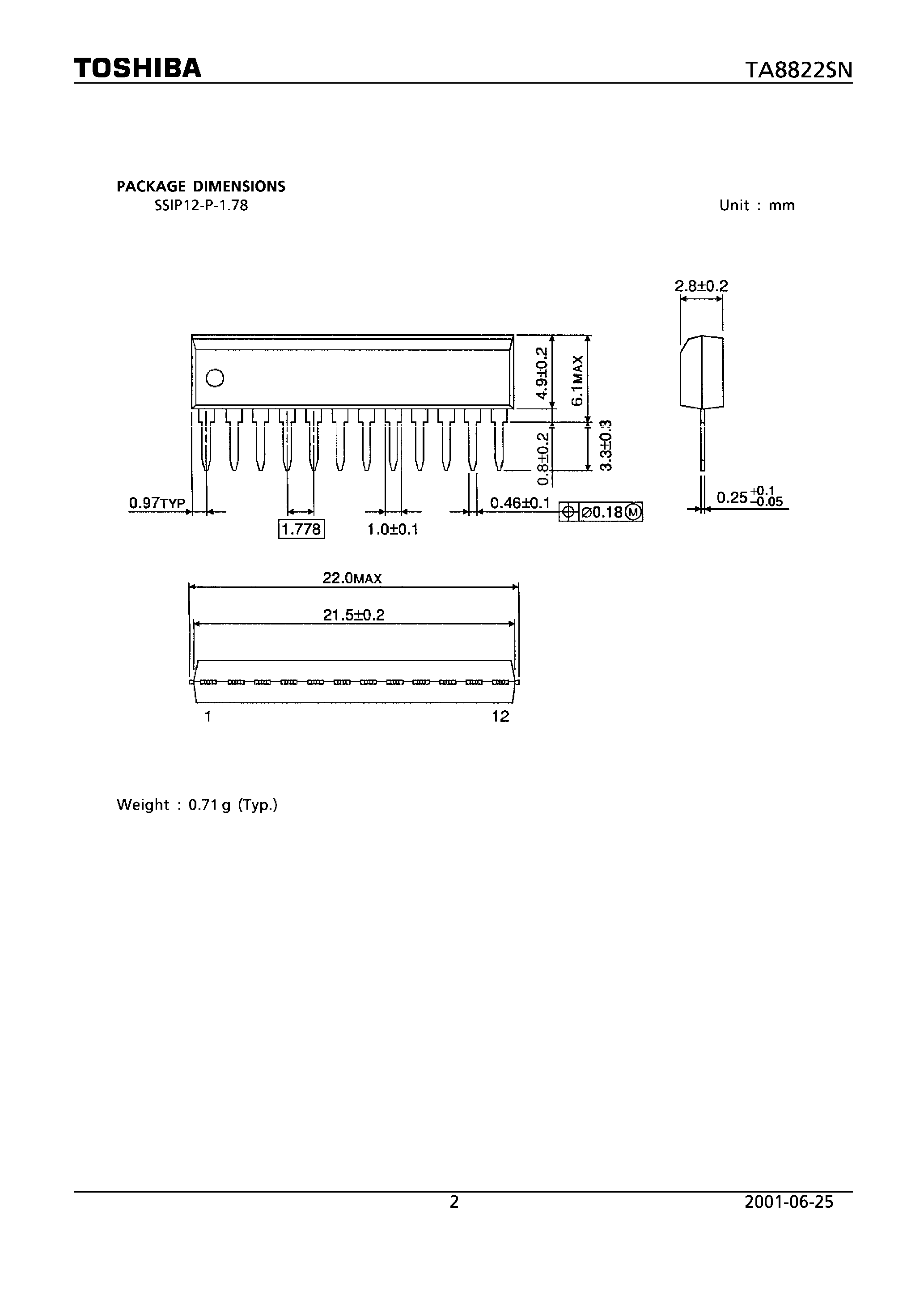 Datasheet TA8822SN page 2 Datasheet TA8822SN - AV SWITCH FOR COLOR TV page 2