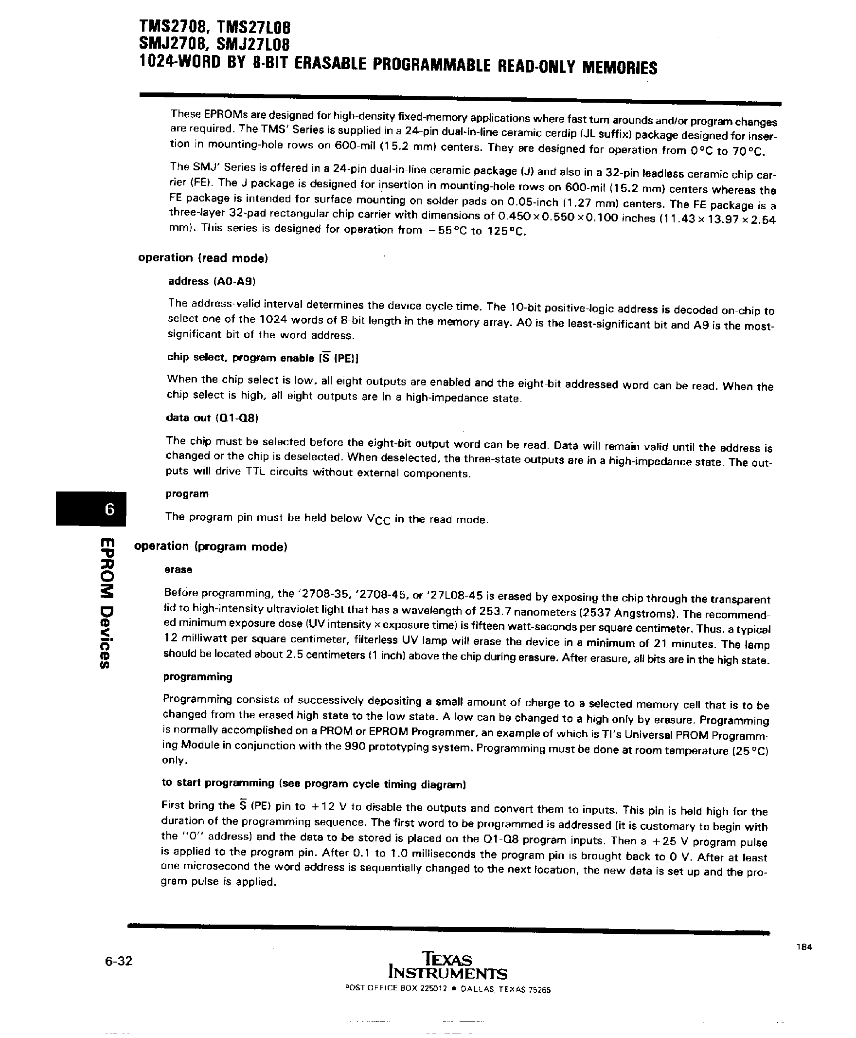 Datasheet TMS2708 - 1024 word x 8 Bit EPROM page 2