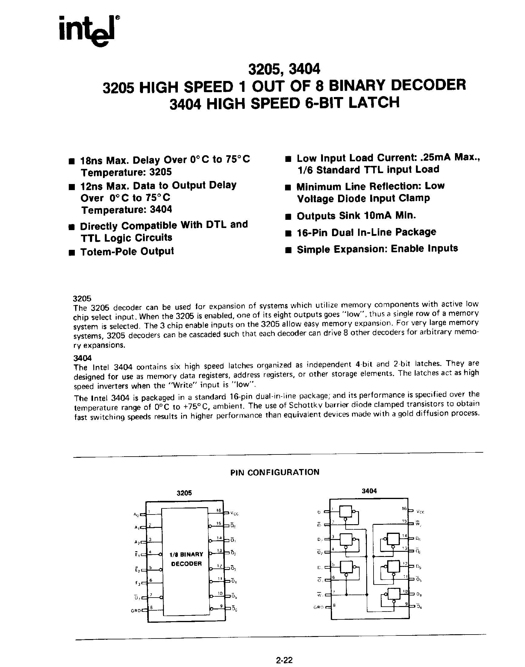 Datasheet P3205 - High Speed 1 Out of 8 Binary Decoder page 1
