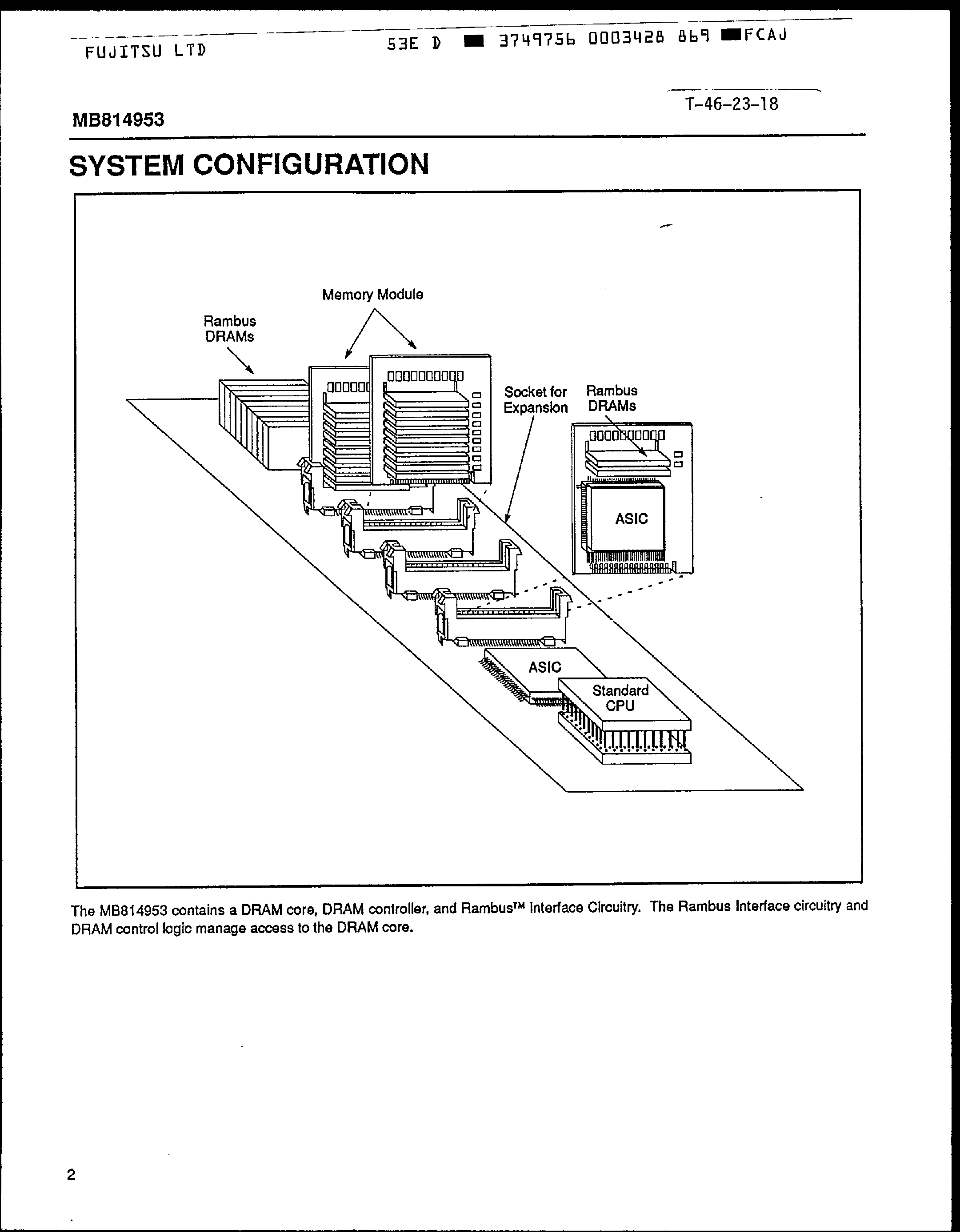 Datasheet MB814953 - 4.5 MBit RDRAM page 2