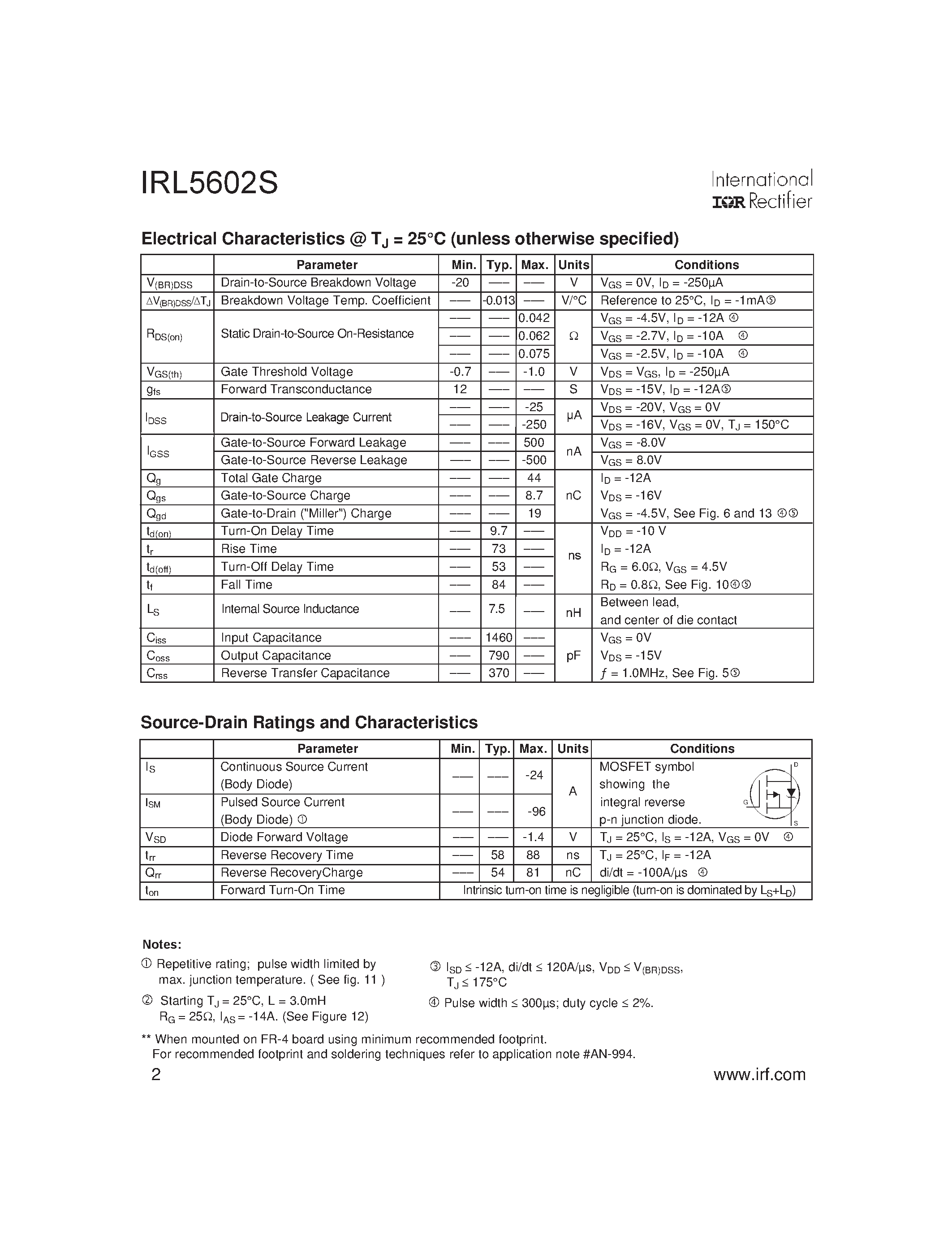Datasheet IRL5602S page 2 Datasheet IRL5602S - HEXFET Power MOSFET page 2