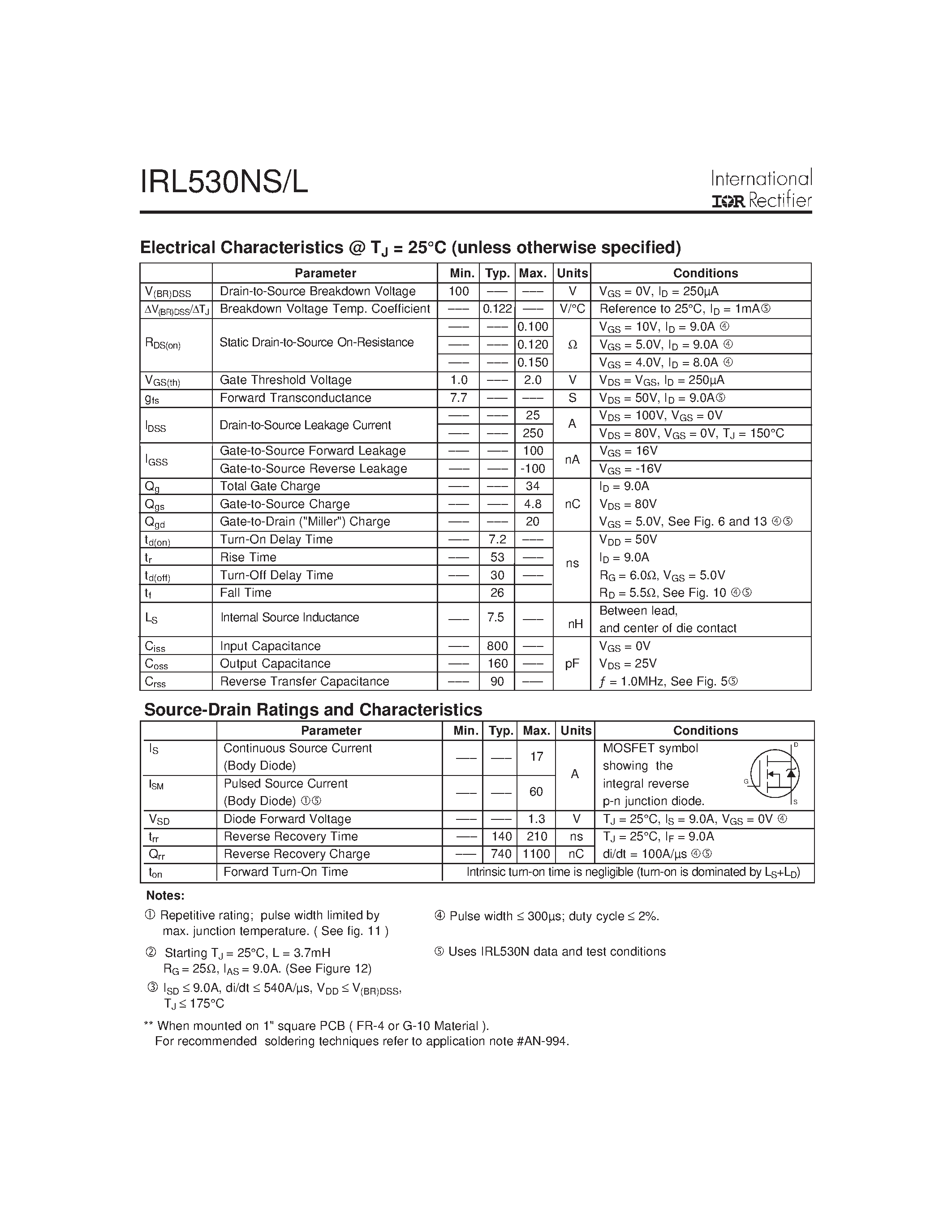 Datasheet IRL530NS page 2 Datasheet IRL530NS - HEXFET Power MOSFET page 2