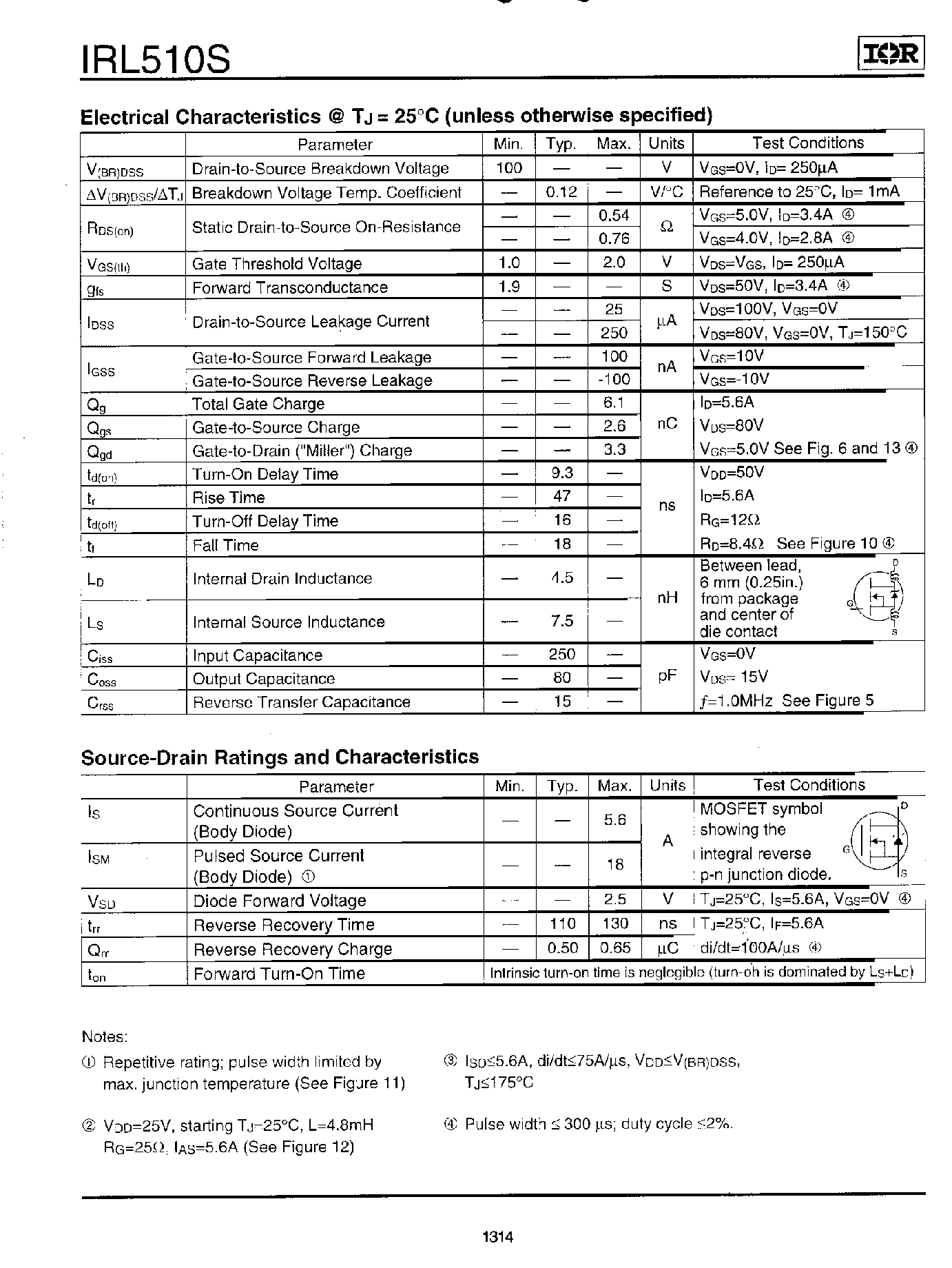 Datasheet IRL510S page 2 Datasheet IRL510S - HEXFET POWER MOSFET page 2