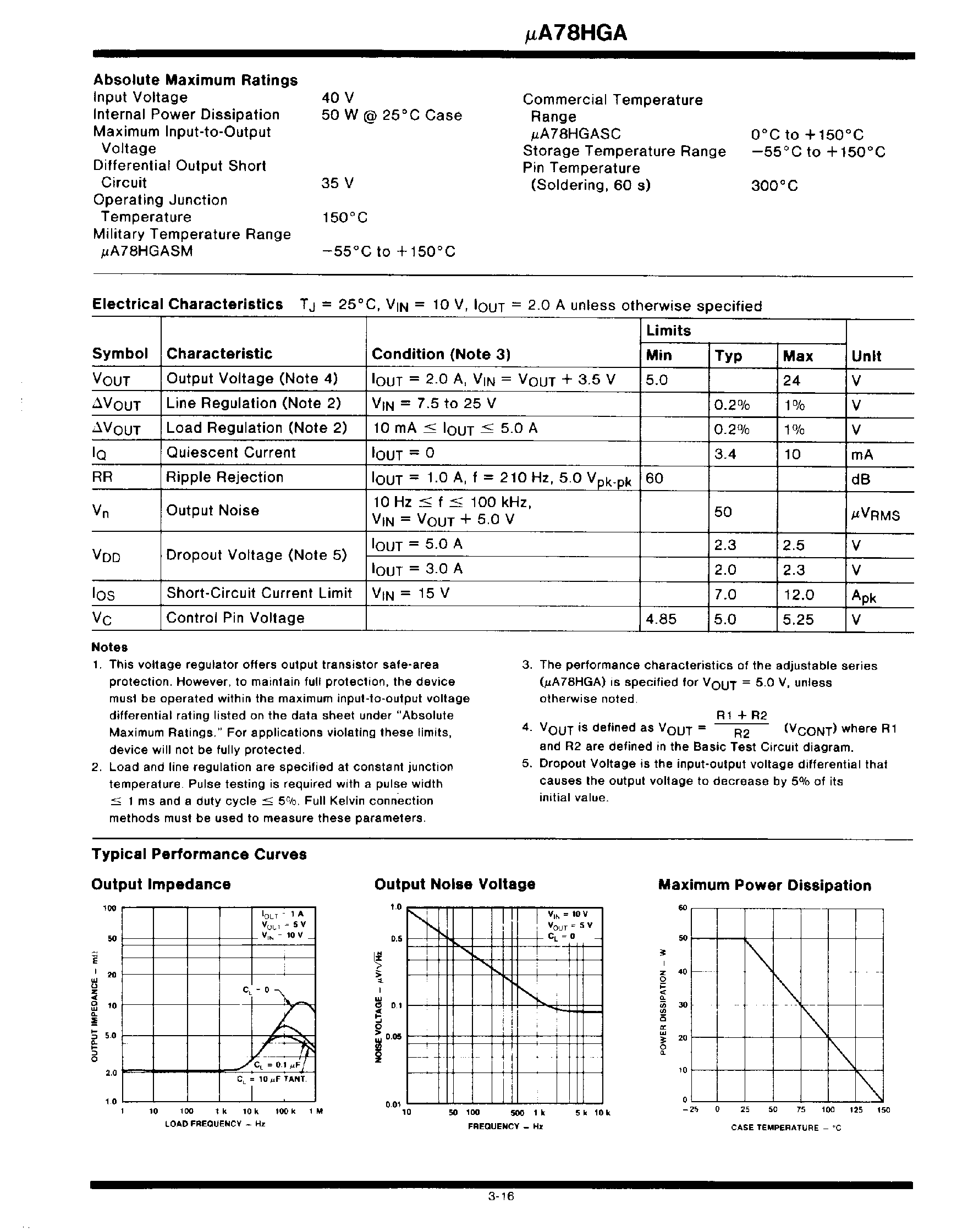 Datasheet UA78HGA page 2 Datasheet UA78HGA - Positive Adjustable 5 Amp Voltage Regulator page 2