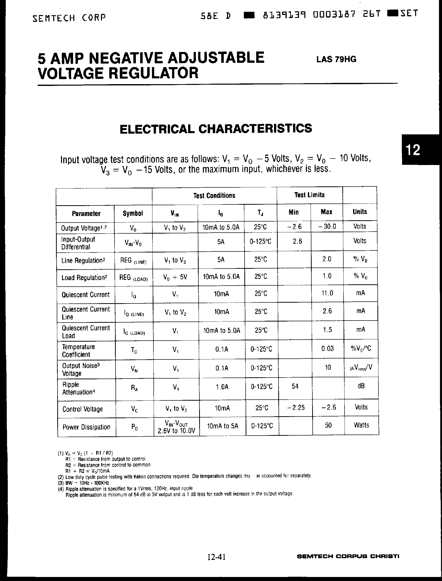 Datasheet LAS79HG page 2 Datasheet LAS79HG - 5 Amp Negative Adjustable Voltage Regulator page 2