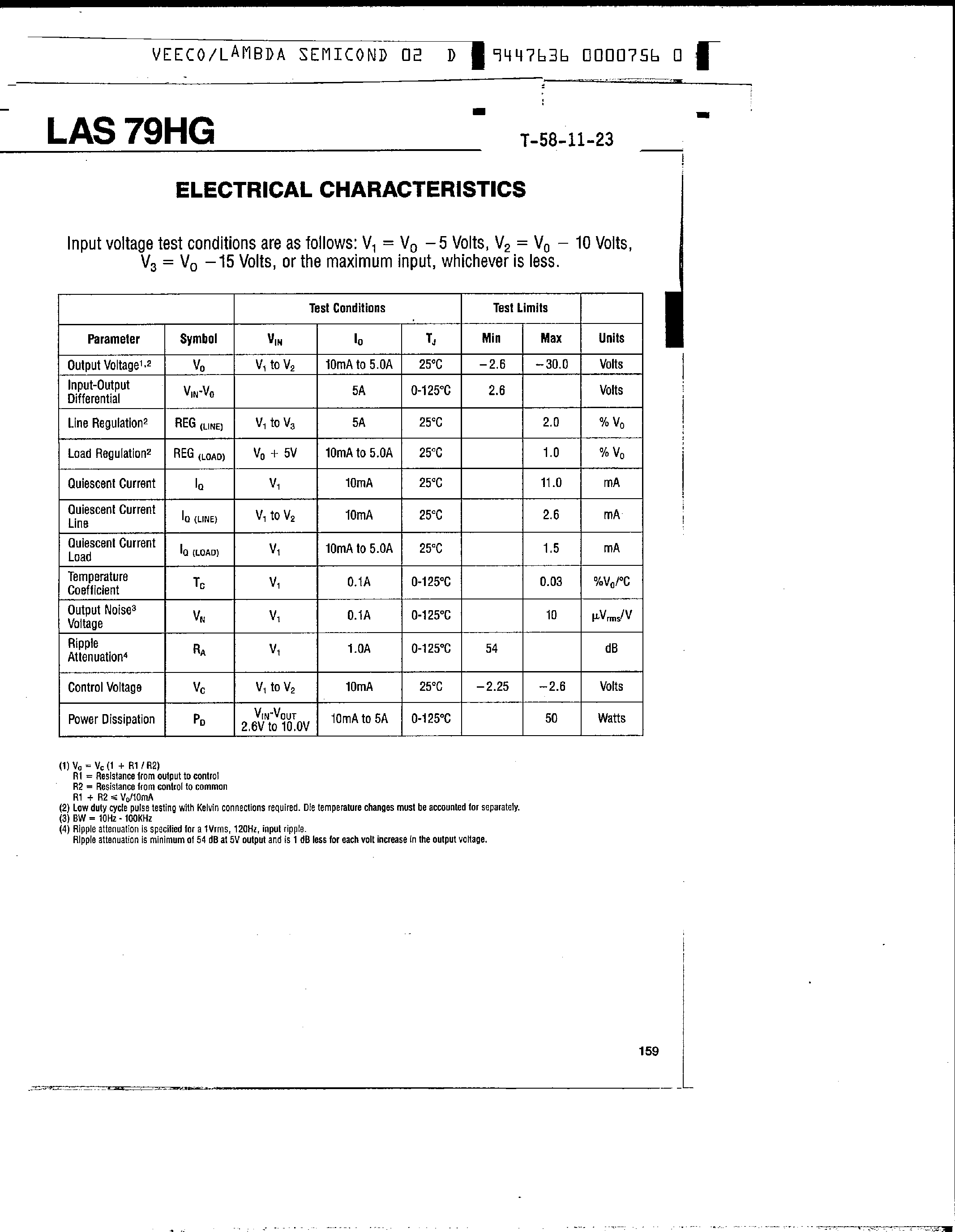 Datasheet LAS79HG page 2 Datasheet LAS79HG - 5 Amp Negative Adjustable Voltage Regulator page 2