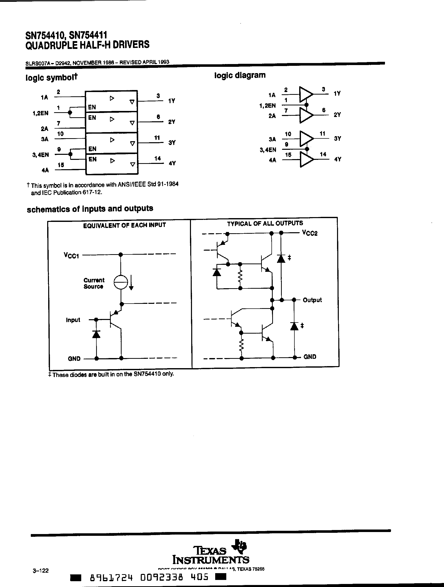 Даташит на микросхему SN754411 страница 2 Даташит SN754411 - Quadruple Half-H Drivers страница 2
