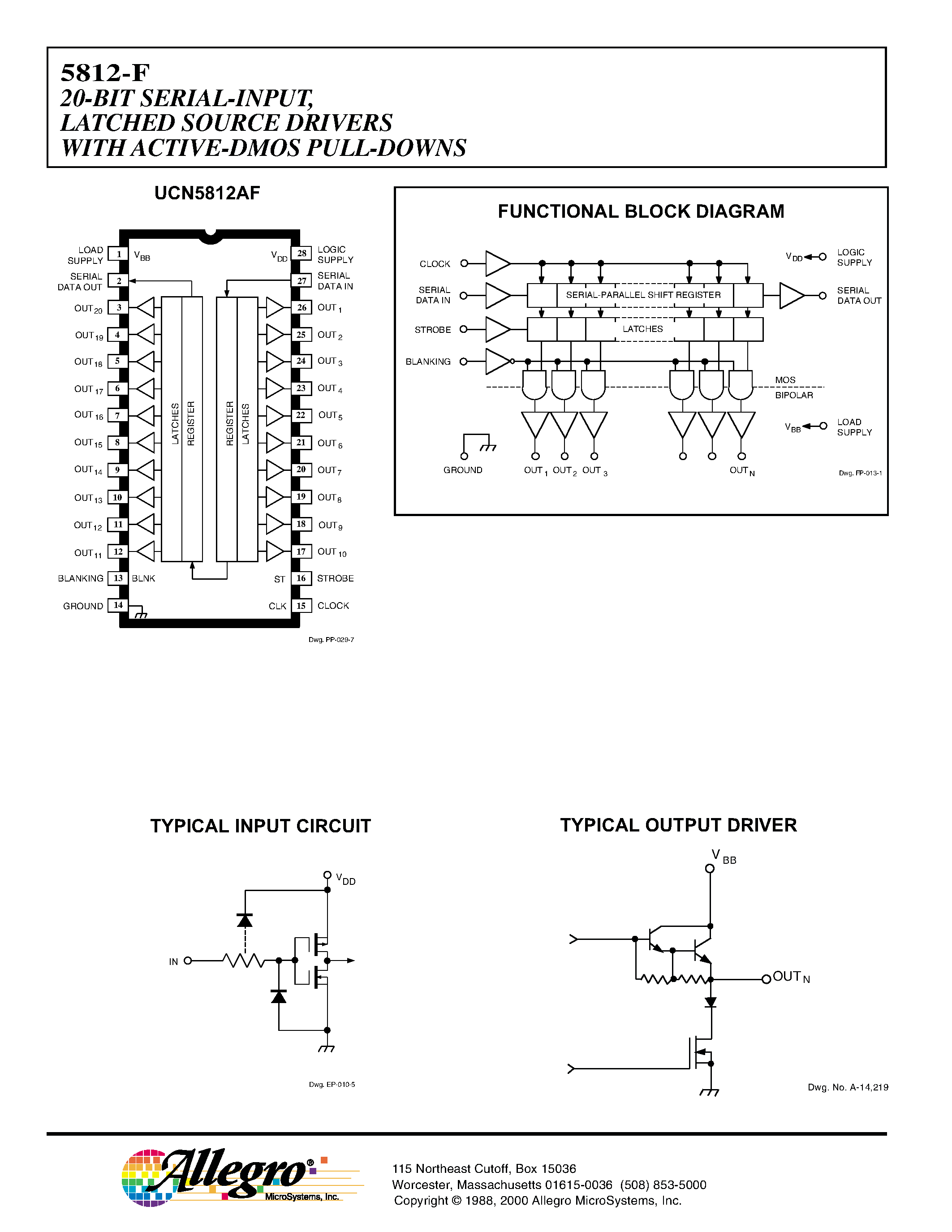 Datasheet UCN5812F - BiMOS II 20-BIT SERIAL-INPUT / LATCHED SOURCE DRIVERS WITH ACTIVE-DMOS PULL-DOWNS page 2