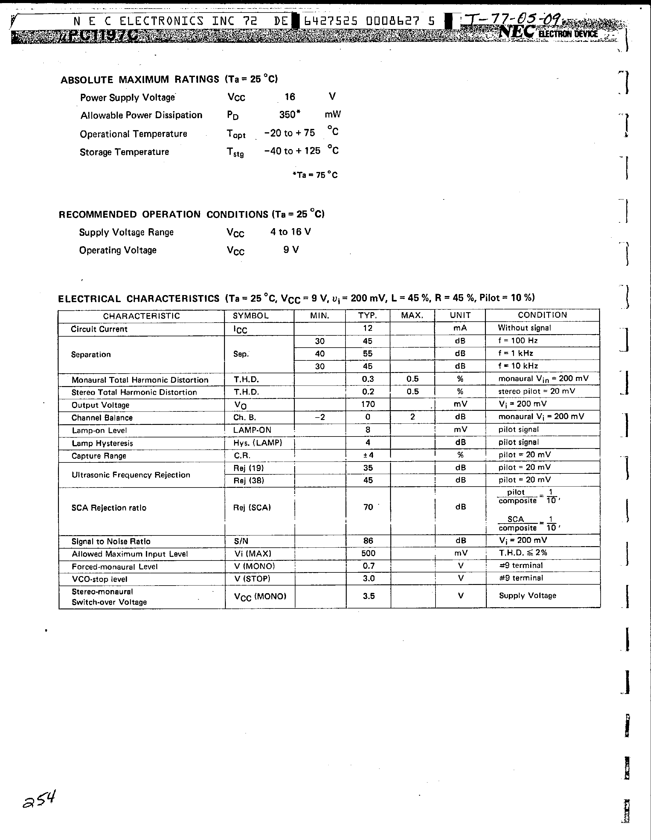 Datasheet UPC1197C - FM Multiplex Stereo Demodulator page 2