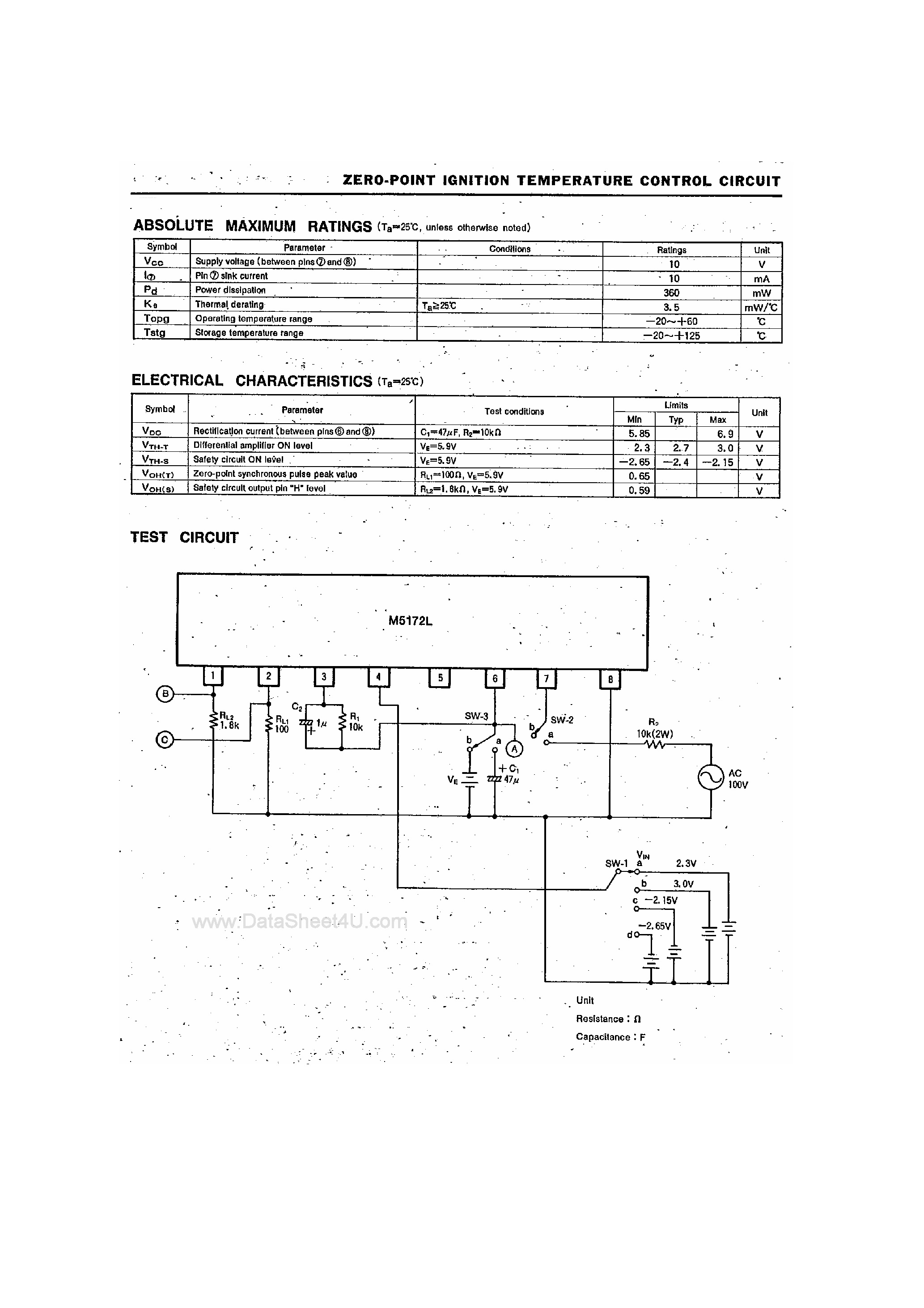 Datasheet M5172L page 2 Datasheet M5172L - Zero-Cross Point Switch page 2