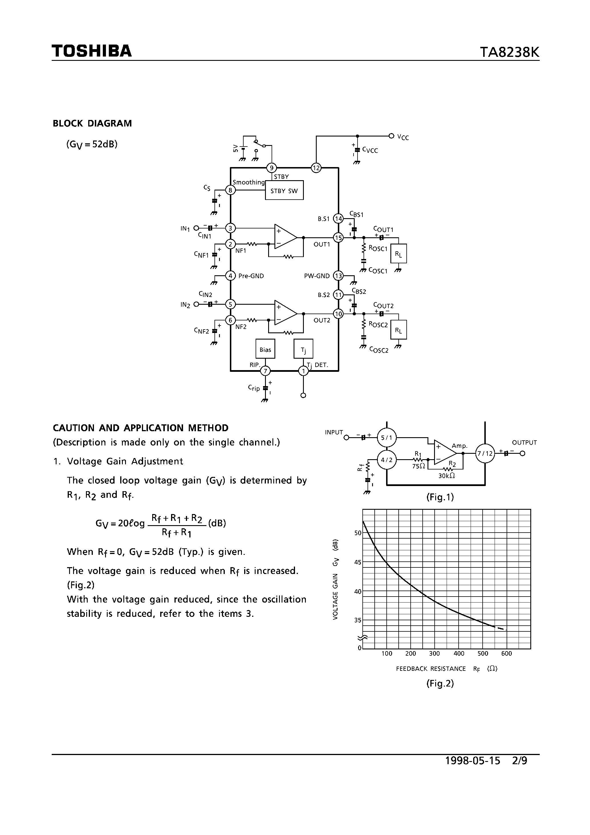 Даташит на микросхему TA8238K страница 2 Даташит TA8238K - 7.3W x 2CH AUDIO POWER IC страница 2