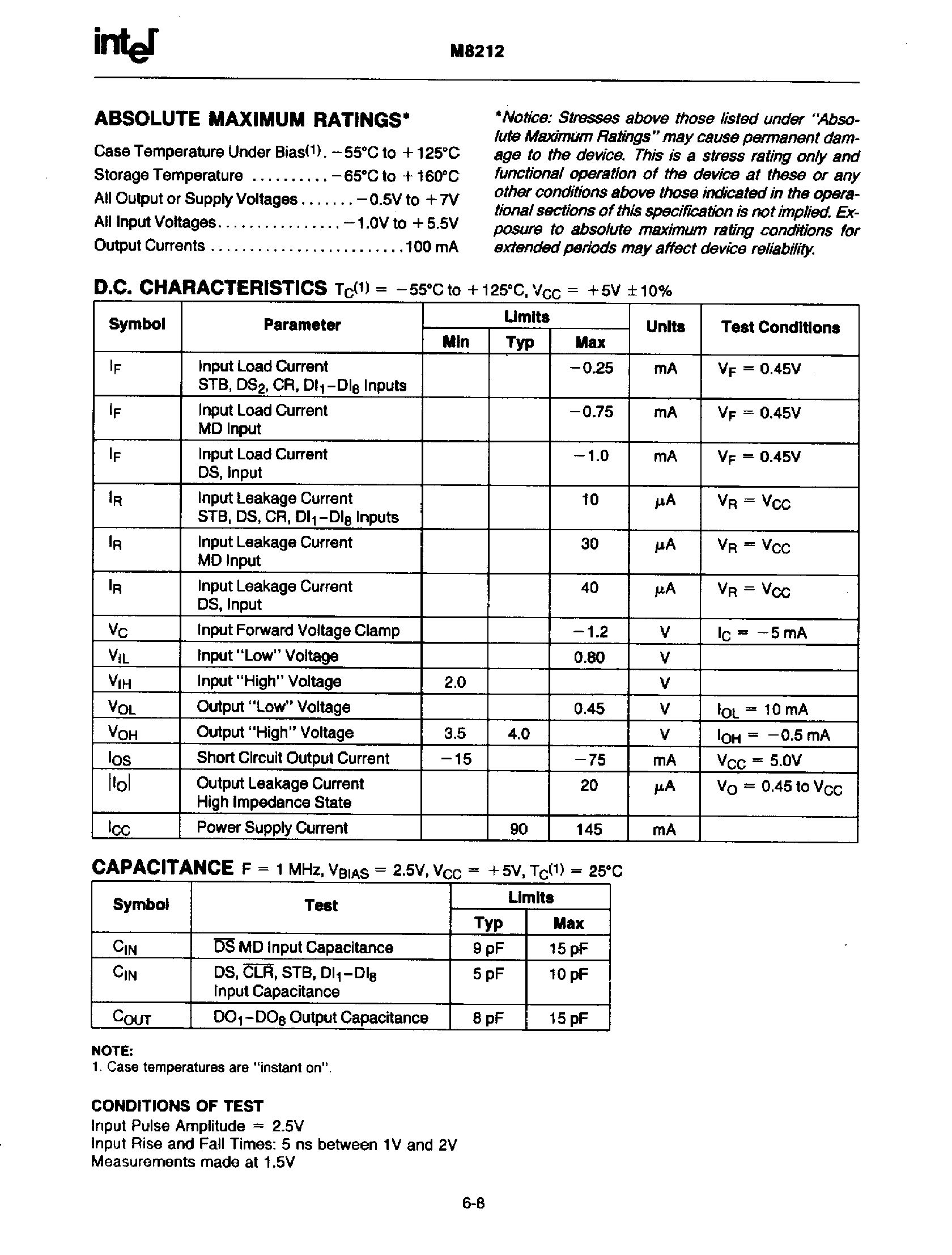 Datasheet P8212 page 2 Datasheet P8212 - 8-BIT INPUT/OUTPUT PORT page 2