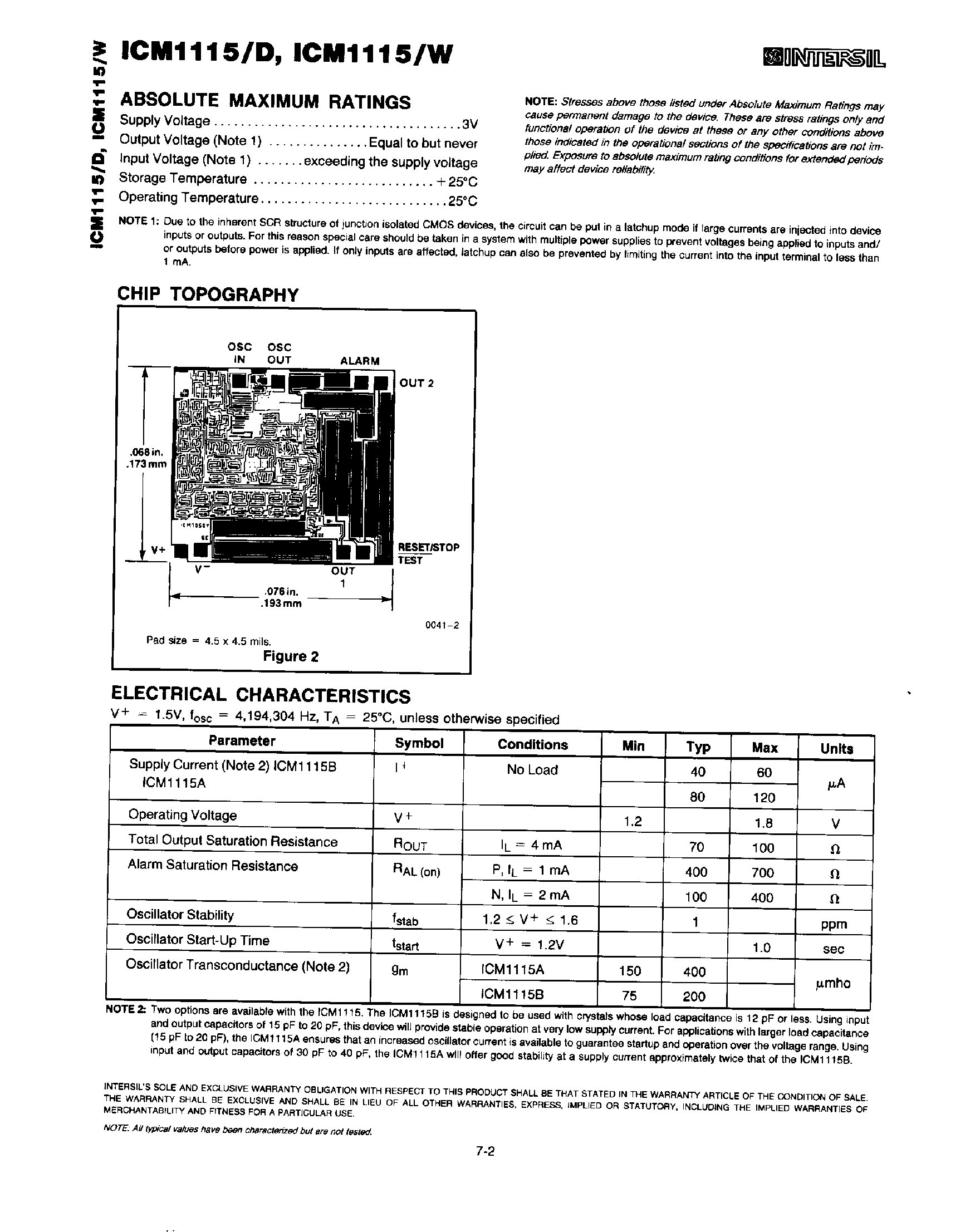 Даташит ICM1115 - Stepper Motor Quartz Clock страница 2