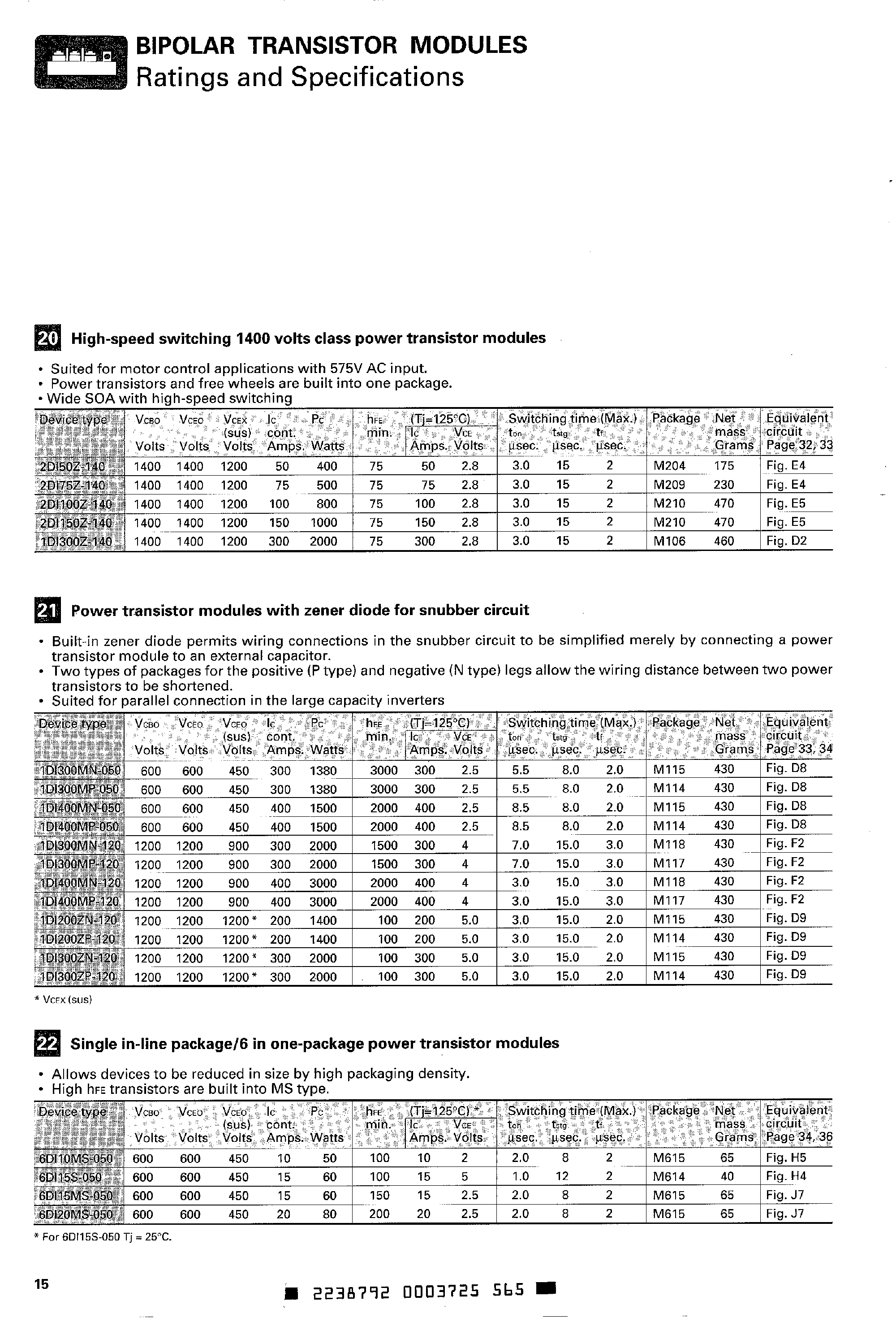 Datasheet 1DI300MP050 page 1 Datasheet 1DI300MP050 - Power Transistor Module page 1