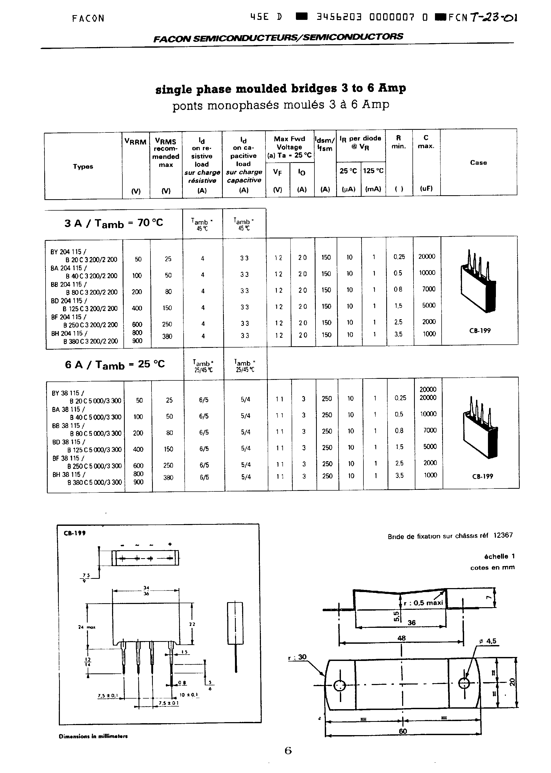 Datasheet BJ39931 - Single Phase Moulded Bridges 0.8 Amp to 1.5 Amp page 2
