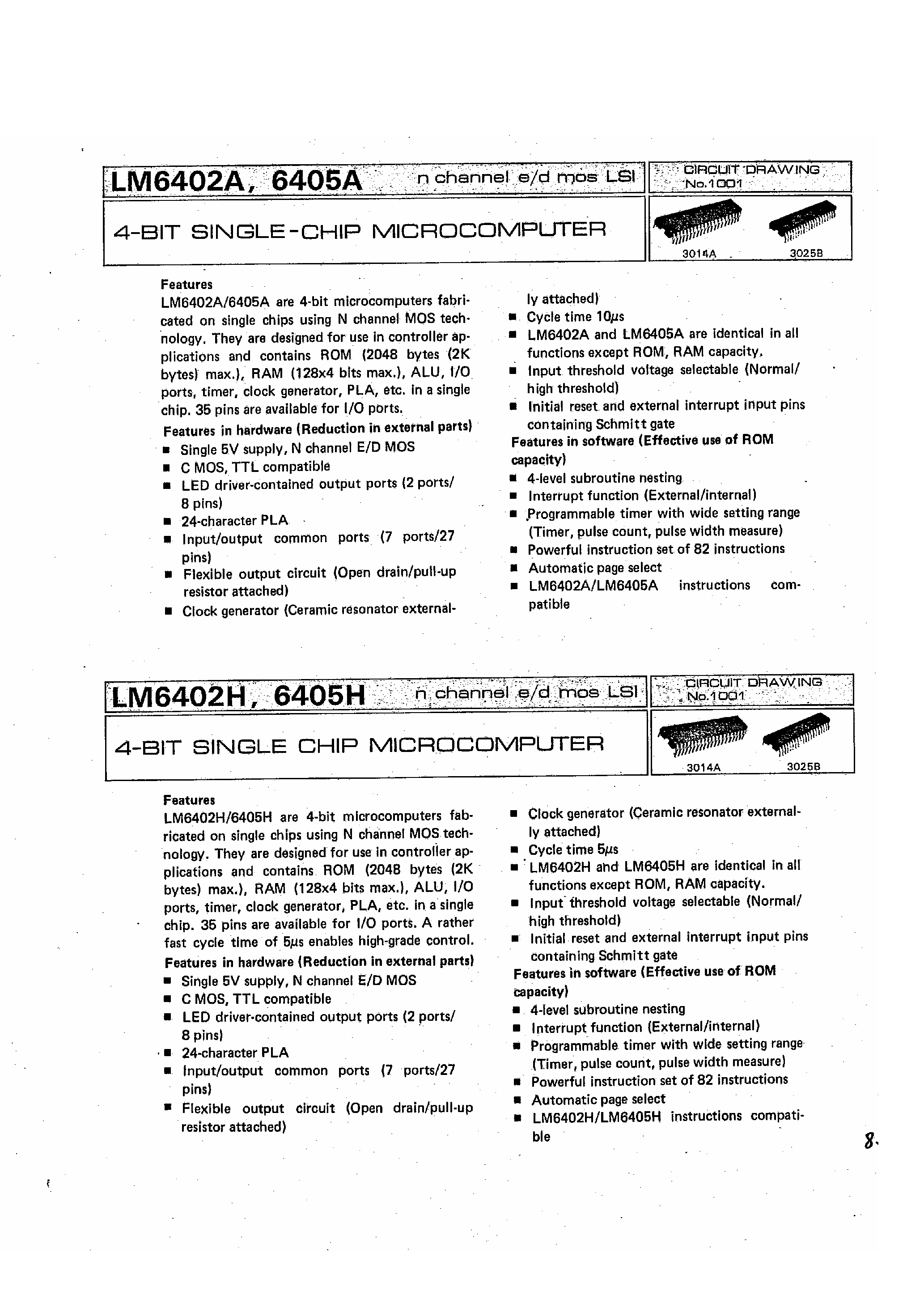 Datasheet LM6405A page 1 Datasheet LM6405A - 4 Bit Single-Chip Microcomputer page 1