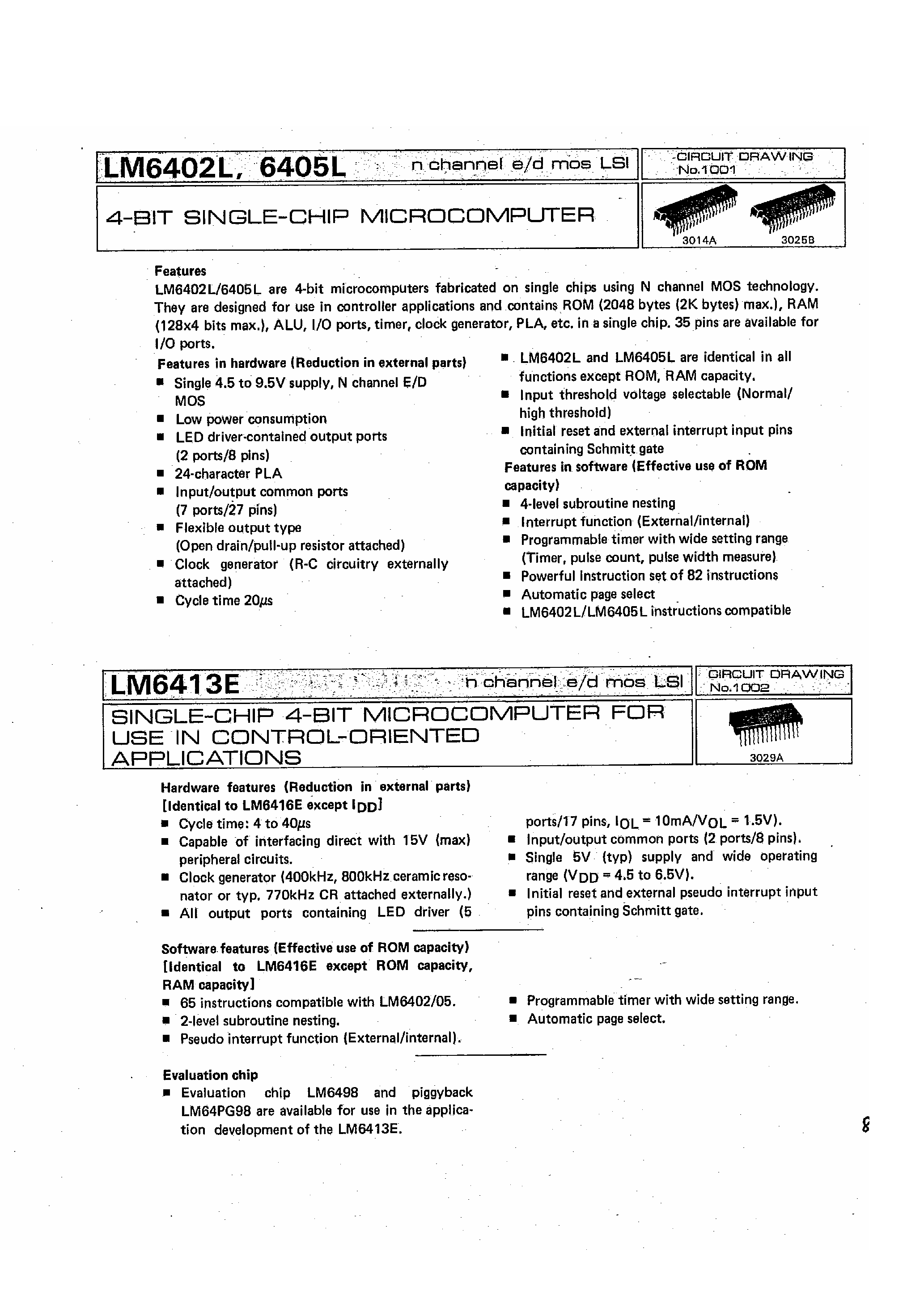 Datasheet LM6405L page 1 Datasheet LM6405L - 4 Bit Single-Chip Microcomputer page 1
