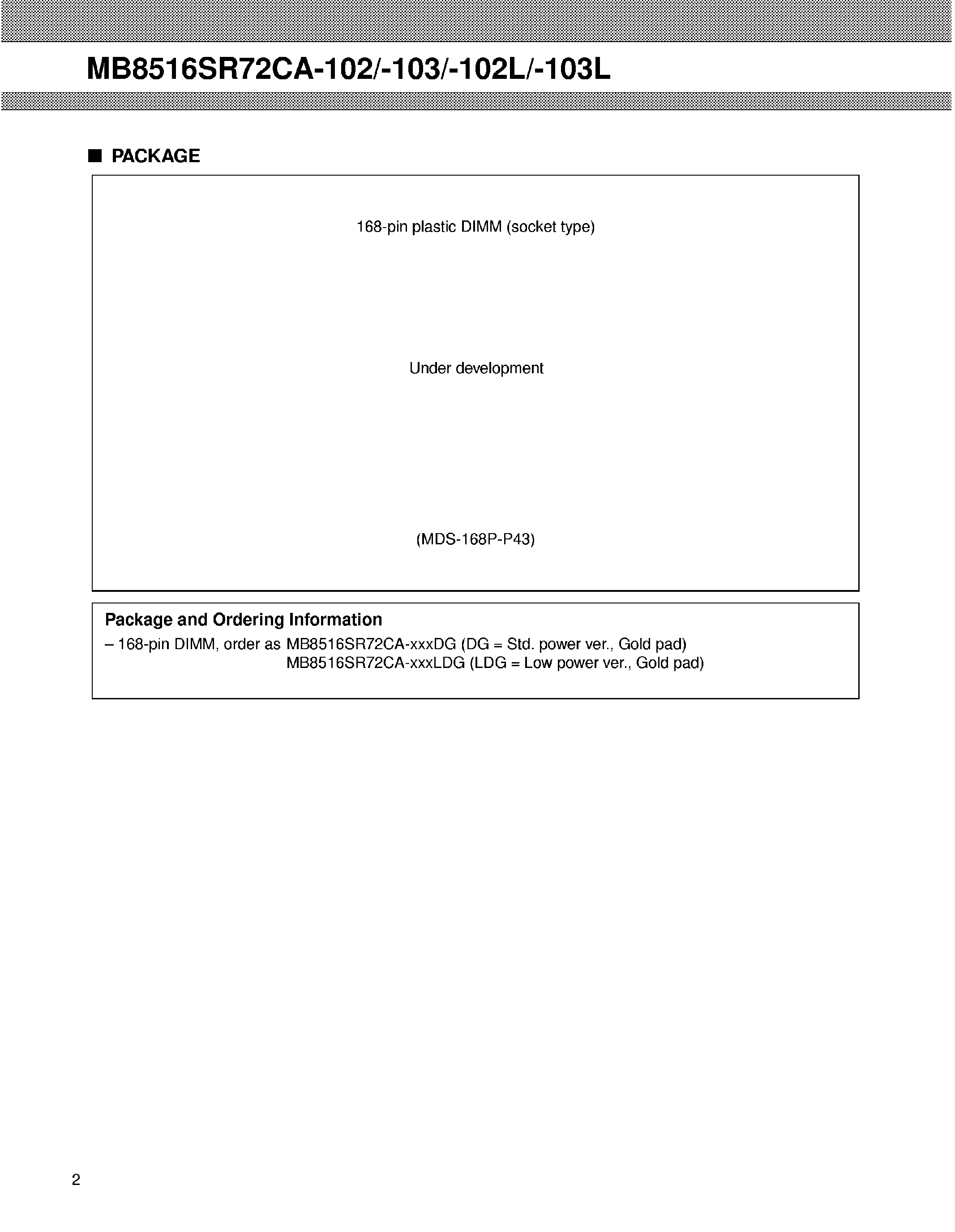 Datasheet MB8516SR72CA - 16M x 72Bit Synchronous DRAM DIMM page 2