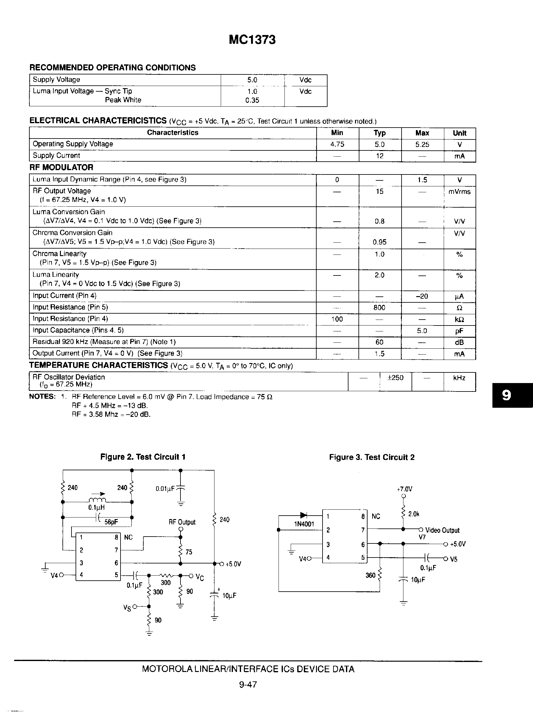 Datasheet MC1373 - TV Video Modulator Circuit page 2