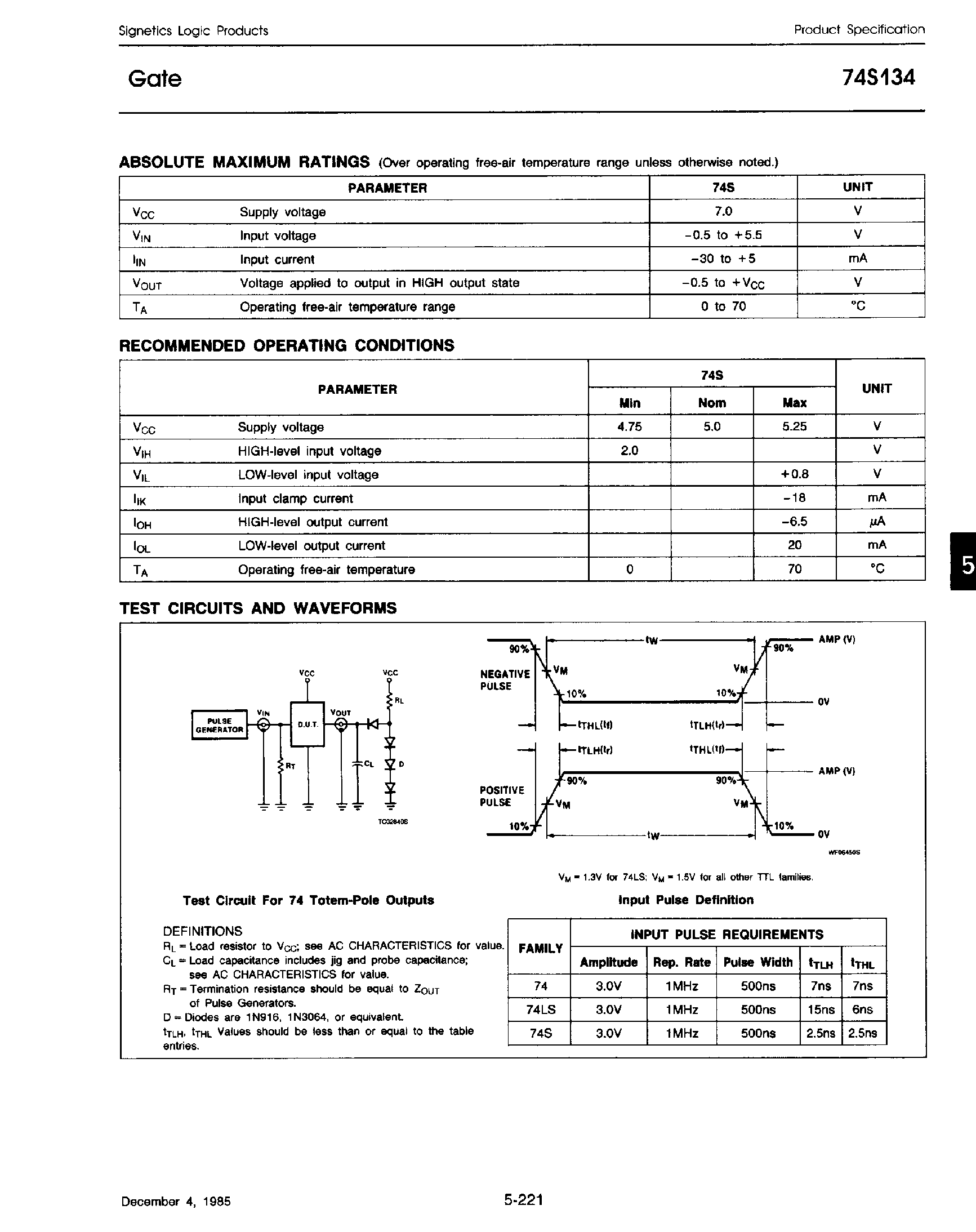 Datasheet 74S134 - 12-INPUT POSITIVE-NAND GATES WITH 3-STATE OUTPUTS page 2