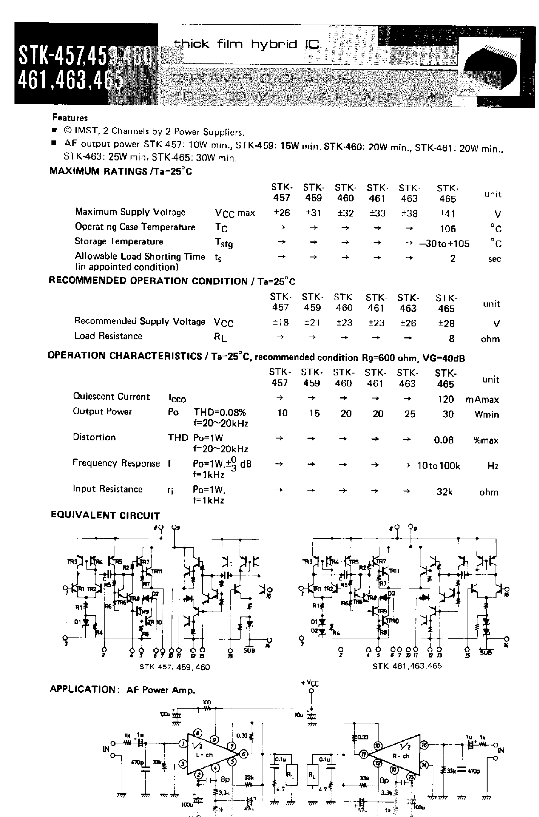 Datasheet STK-457 - Thick Film Hybrid IC page 1