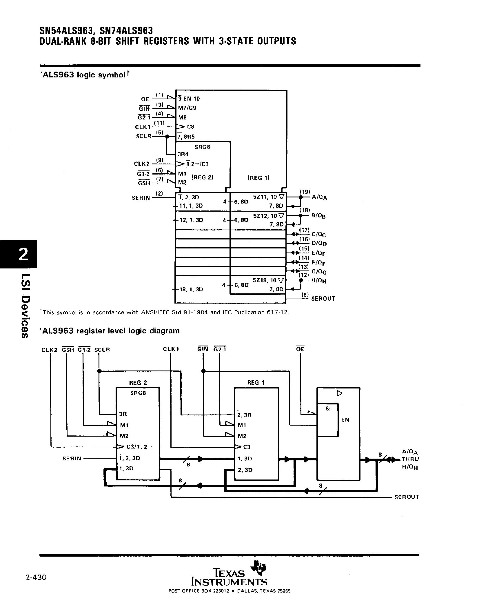 Datasheet SN54ALS963 - Dual-Bank 8 Bit Shift Registers with 3 State Outputs page 2