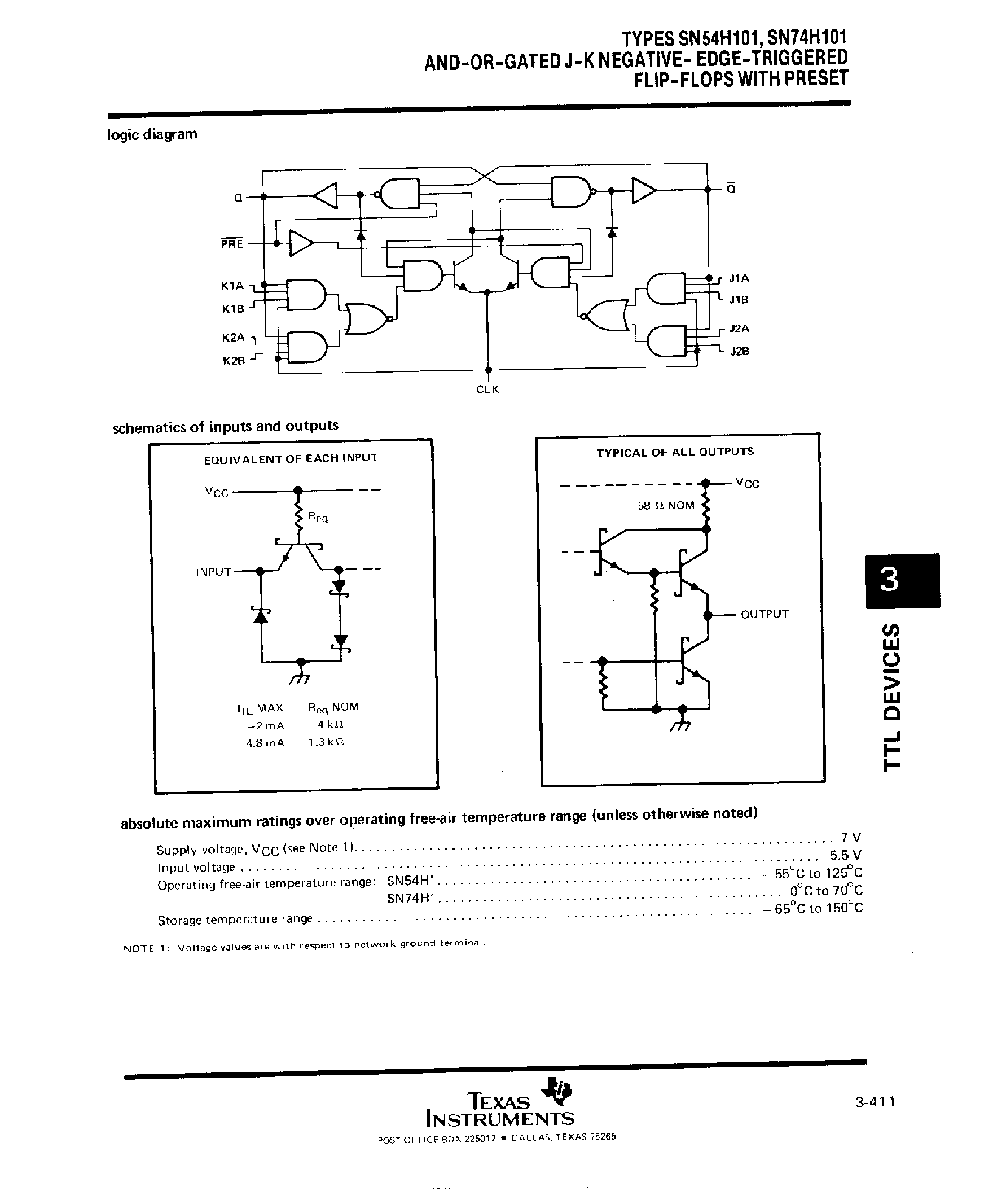 Datasheet SN74H101 - AND-OR Gated J-K Negative EDGE Triggered F-F with Preset page 2