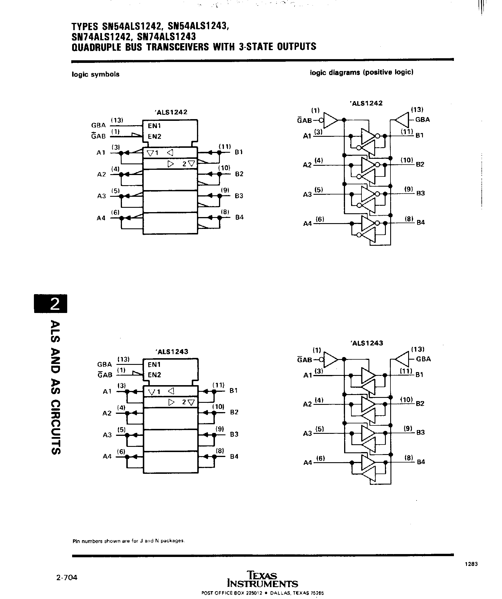 Datasheet SN74ALS1243 page 2 Datasheet SN74ALS1243 - Quadruple Bus Transceivers with 3 State Outputs page 2