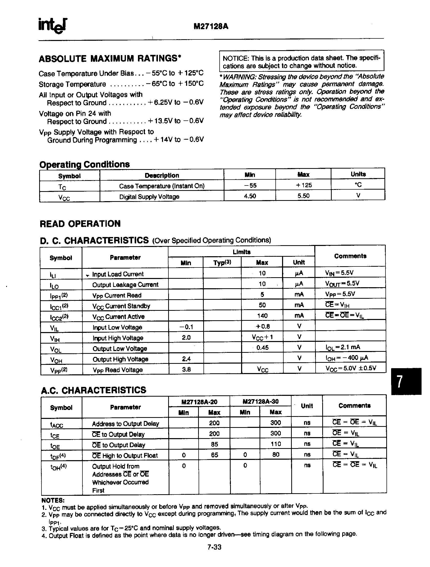 Datasheet D27128A - Advanced 128K UV Erasable PROM page 2