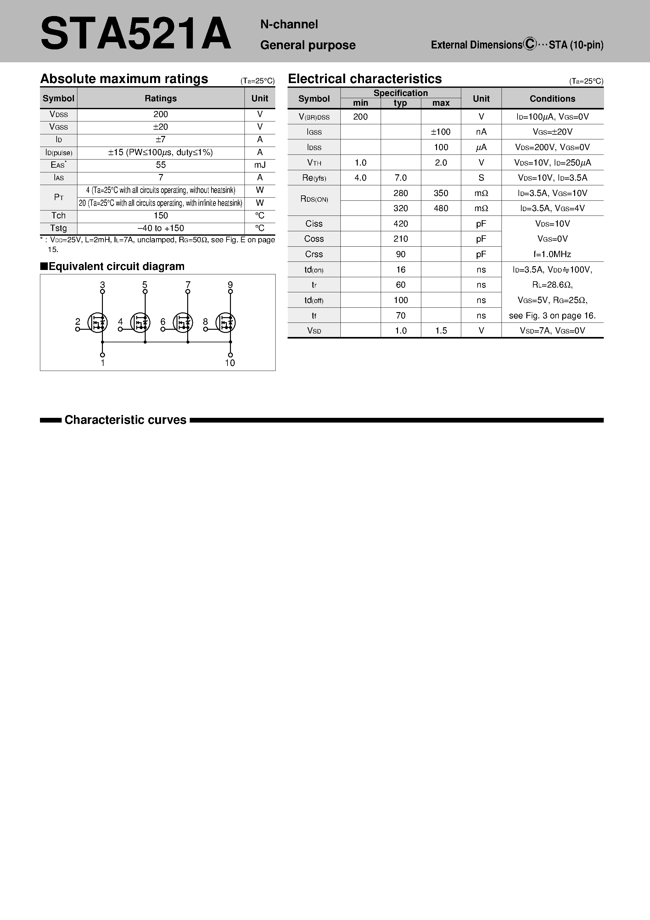 Datasheet STA521A page 1 Datasheet STA521A - S-shape Correction Switch For CRT Display page 1
