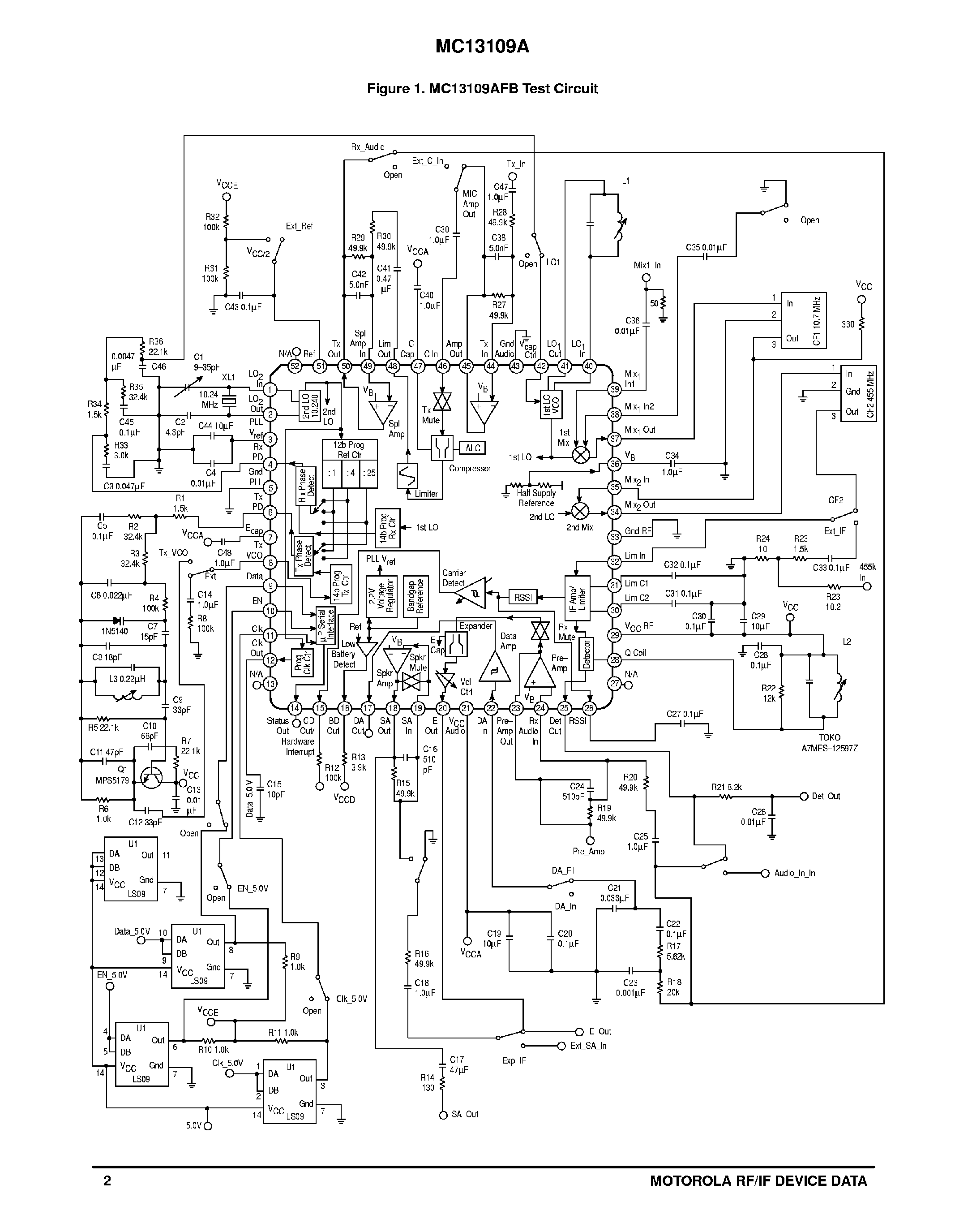 Datasheet MC13109A - Universal Cordless Telephone Subsystem IC page 2
