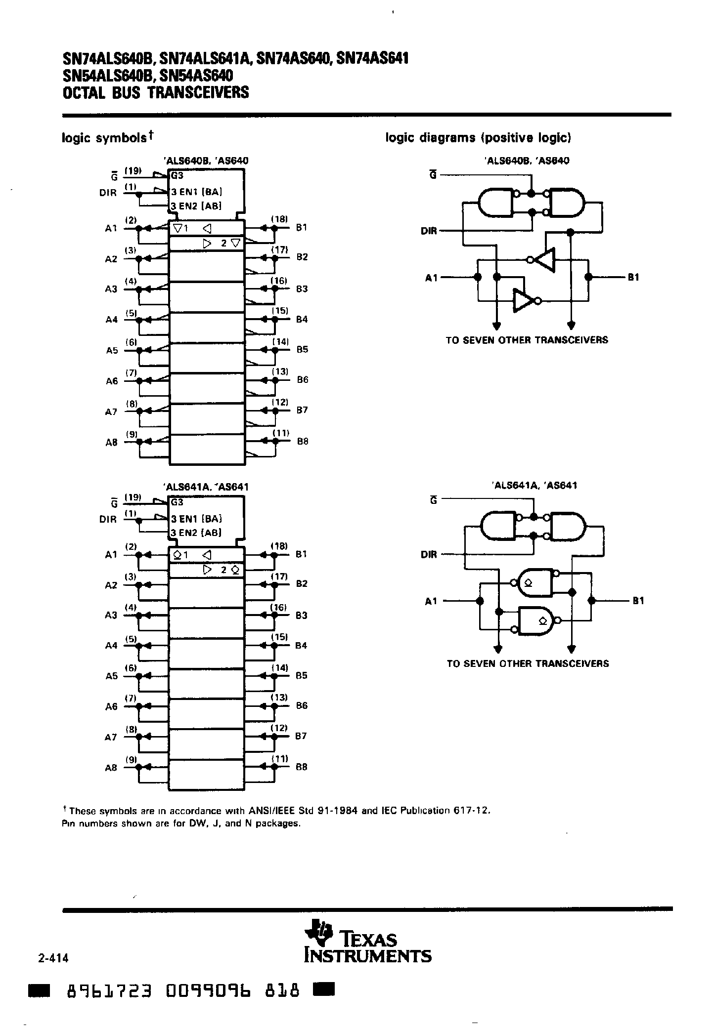 Datasheet SN74ALS1641 page 2 Datasheet SN74ALS1641 - Octal Bus Transceivers page 2