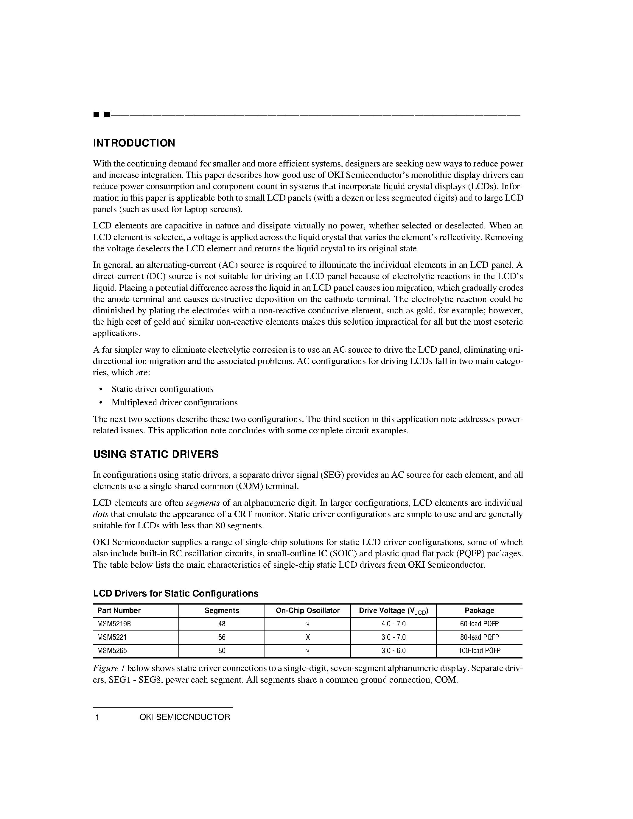 Datasheet M5219B page 1 Datasheet M5219B - Advanced LCD Controller/Driver Family page 1
