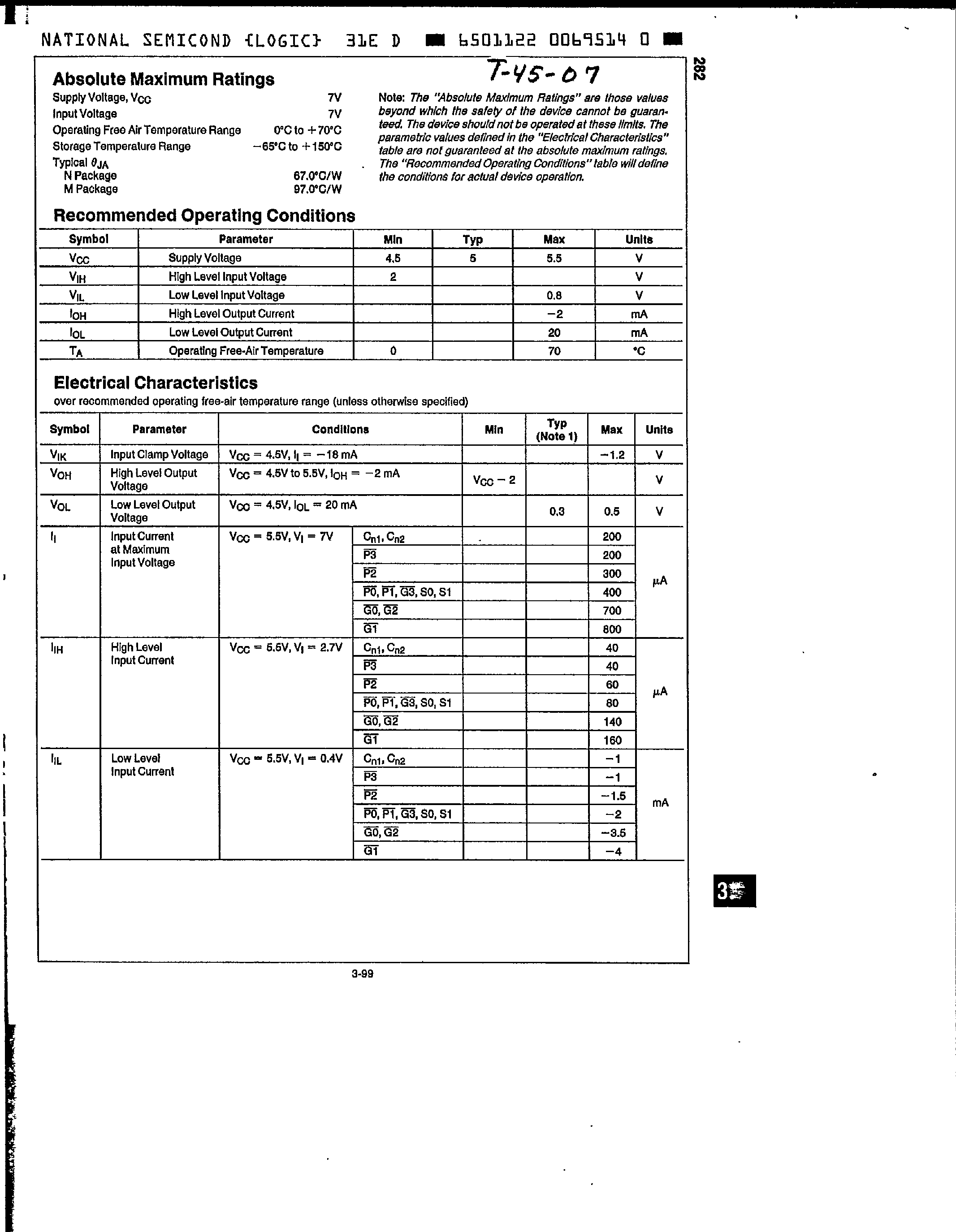 Datasheet DM74AS282 page 2 Datasheet DM74AS282 - Look Ahead Carry Generator with Selectable Carry Inputs page 2