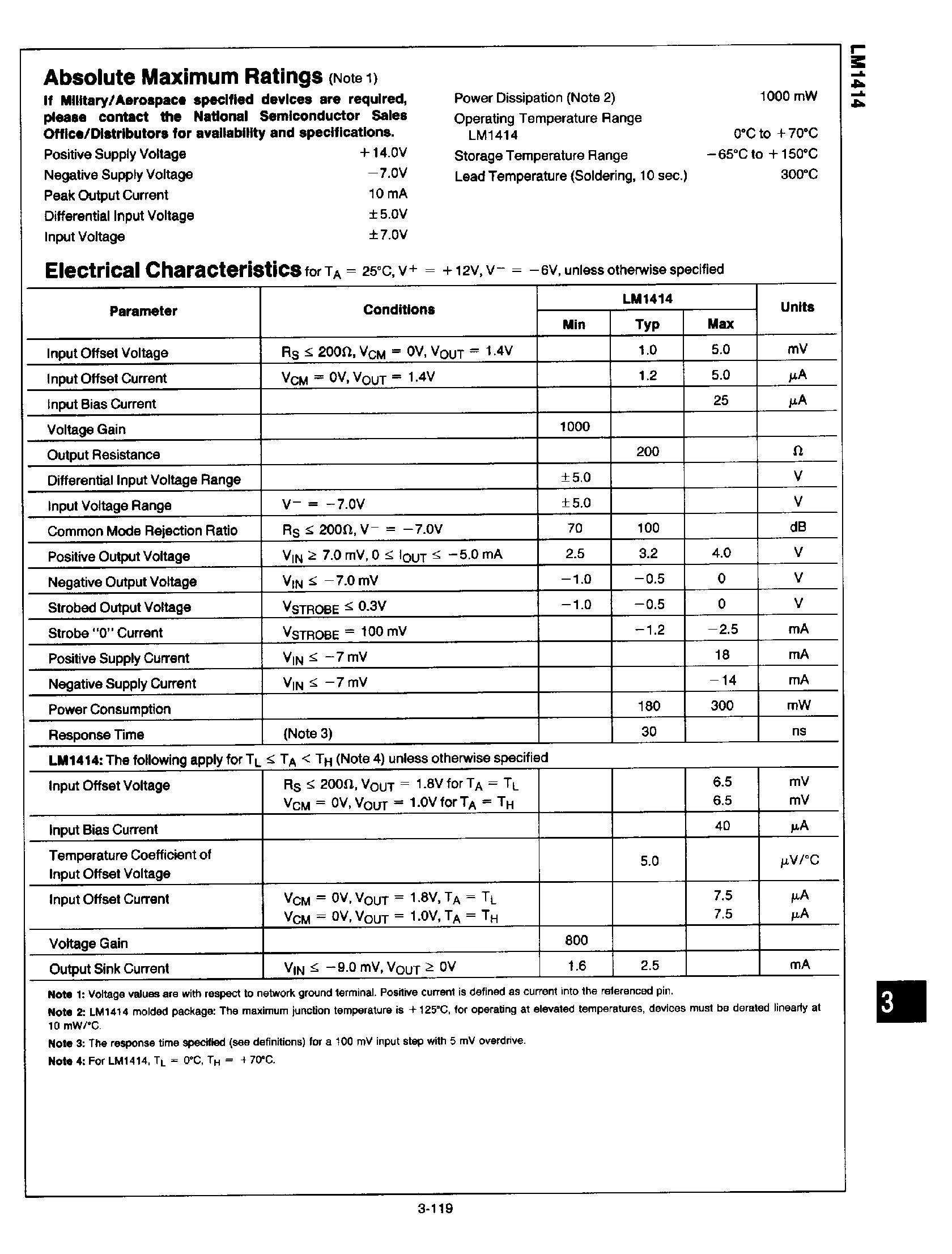 Datasheet LM1414 - Dual Differential Voltage Comparator page 2